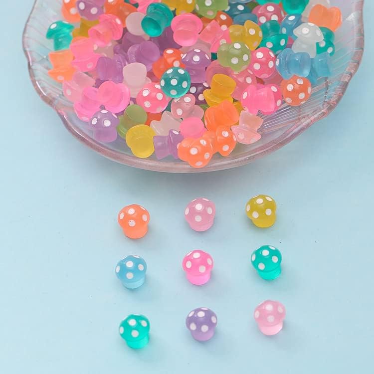 X Hot Popcorn Mini Resin Glow in The Dark Tiny Mushrooms Luminous Mushrooms Decor for Fairy Garden Decoration DIY Craft Micro Landscape 100PCS