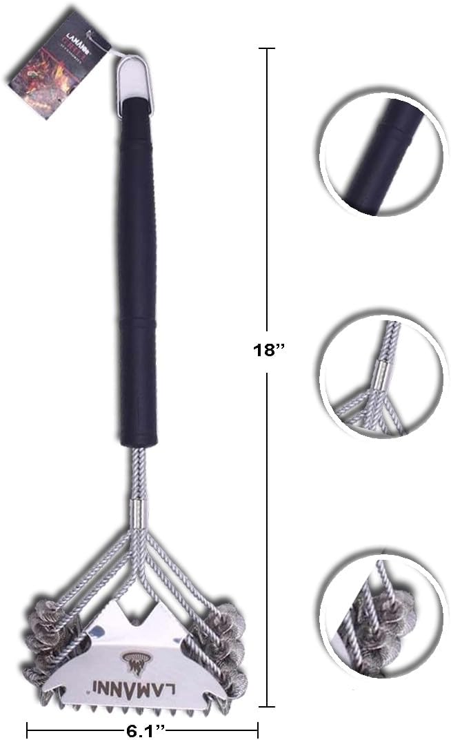 Grill Cleaner and Scraper 18” This BBQ Grill Cleaner Helps You to Scrub Your BBQ Grill Extra Strong BBQ Cleaner Accessories