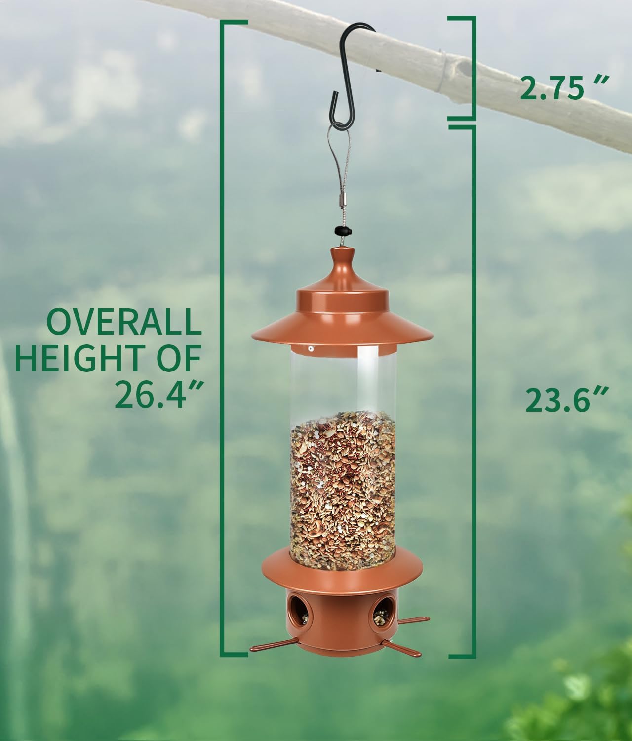 Squirrel Proof Bird Feeder for Outdoor, Gravity Sense Squirrel Proof Wild Bird Feeders for Finch Cardinal Chickadee, 4.8LB Large Capacity Hanging Birdfeeder