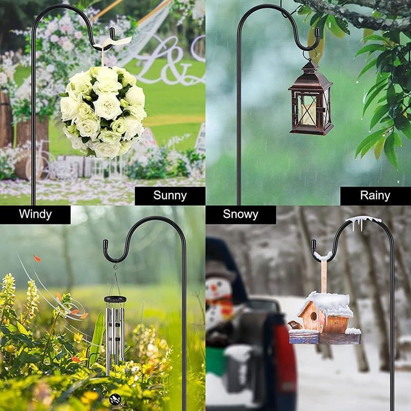 CMASTER Shepherd Hook for Outdoor, 1 Pack 92 Inch Bird Feeder Pole with 5 Prong Base Heavy Duty Adjustable Garden Hook for Hanging Plant, Hummingbird Feeder, Lantern(92 Inch)