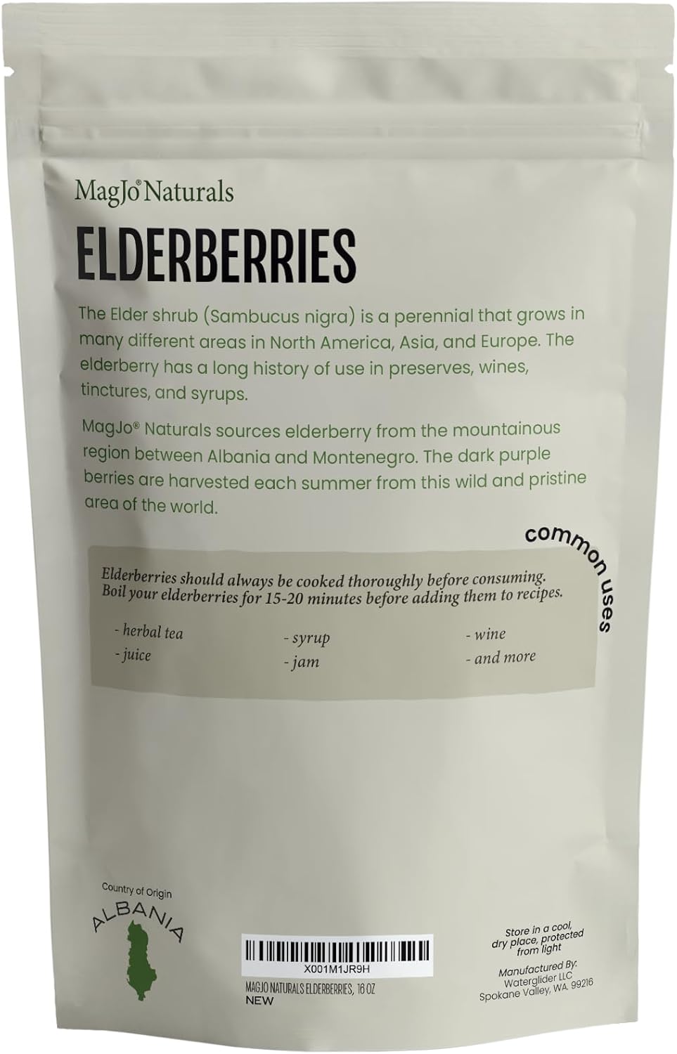 MagJo Dried Elderberries - 100% Wild crafted Dried Elder berries - 2lb Bulk - Non-Irradiated, Non-GMO, Whole Black Elderberry Immune Support - Raw Vegan Sambucus 2 Pack
