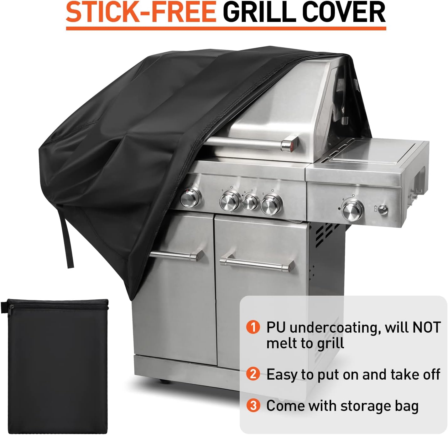 55 Inch Grill Cover for Outdoor Grill, Waterproof Fade Resistant BBQ Grill Cover, Weather Resistant Gas Grill Cover, Fits Weber, Charbroil, Nexgrill and More Grills, Black