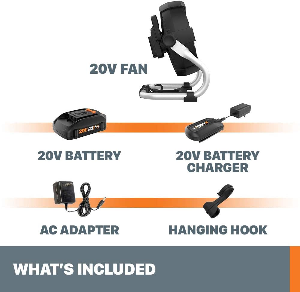 WORX Nitro WX095L 20V Power Share Cordless Work Fan with Ready Charge