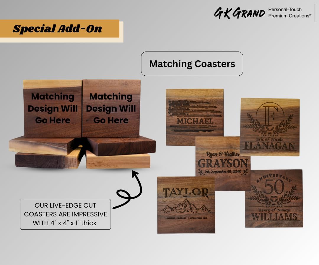 Personalized Walnut Live Edge Wood Sign Display Gift - Rustic Engraved Family Last Name Wedding Anniversary Housewarming Welcome Cabin House Door Awards Events Christmas Birthday (CUSTOMIZE YOUR OWN)