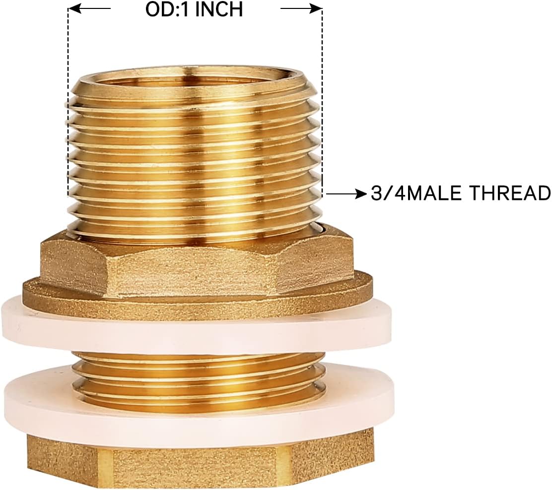 WADEO Rain Barrel Spigot, Brass Water Spigot with Bulkhead Fitting, Rain Water Faucet Kit with Thread Tape