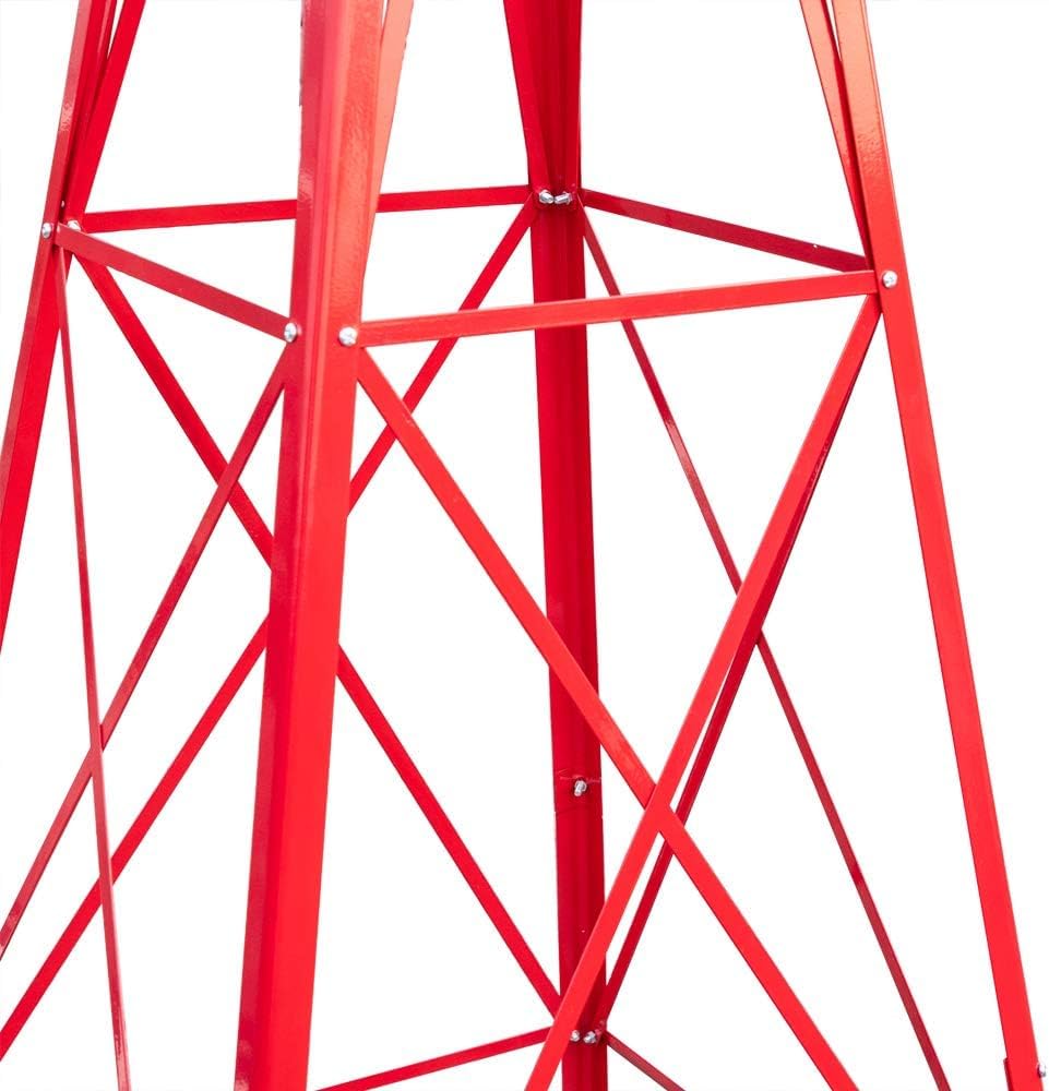 8FT Windmill for Yard Garden Decoration with Weather Vanes,Heavy Duty Outdoor Wind Mills, Large Metal Outdoor Windmill,Weather Resistant,Red