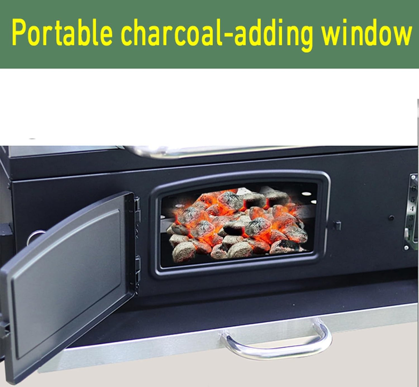 Built In Grill, 29-Inch Oversize Cooking Area Charcoal Grill, Electric rotating grill fork and Height-adjustable Charcoal Trays Outdoor Kitchen,Perfect for Outdoor Patio (Charcoal barbecue grill kit)