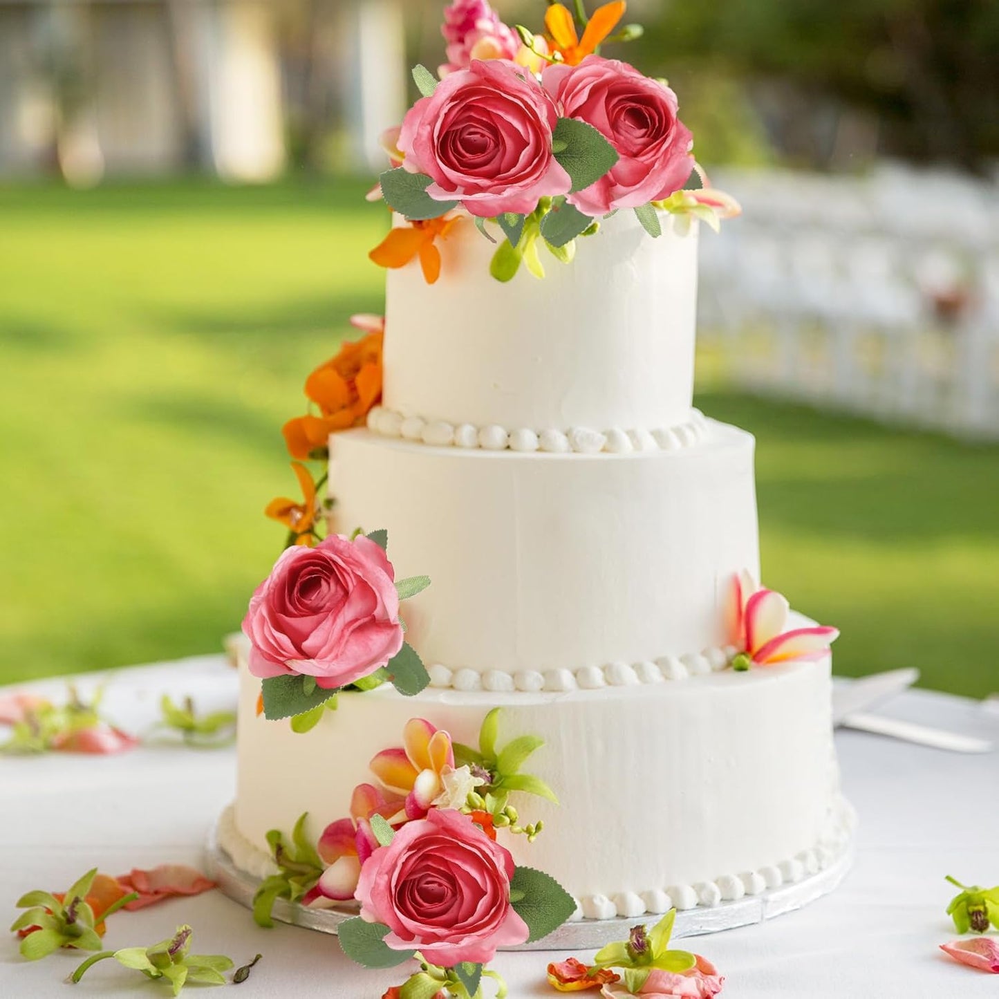 12 pcs Hot Pink Roses Artificial Flowers Vintage Burnt Edge Rose 20" Realistic Silk Roses Bouquet with Long Stem for Wedding Party Floral Centerpieces Decoration (Hot Pink)