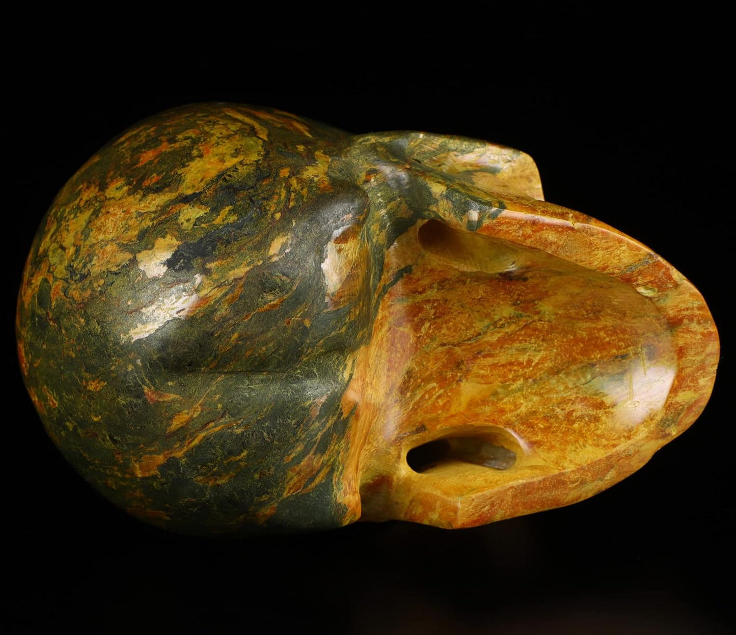 Skullis 5.0”Orpiment Crystal Skull, Hand Carved Gemstone Fine Art Sculpture, Reiki Healing Stone Statue.3622