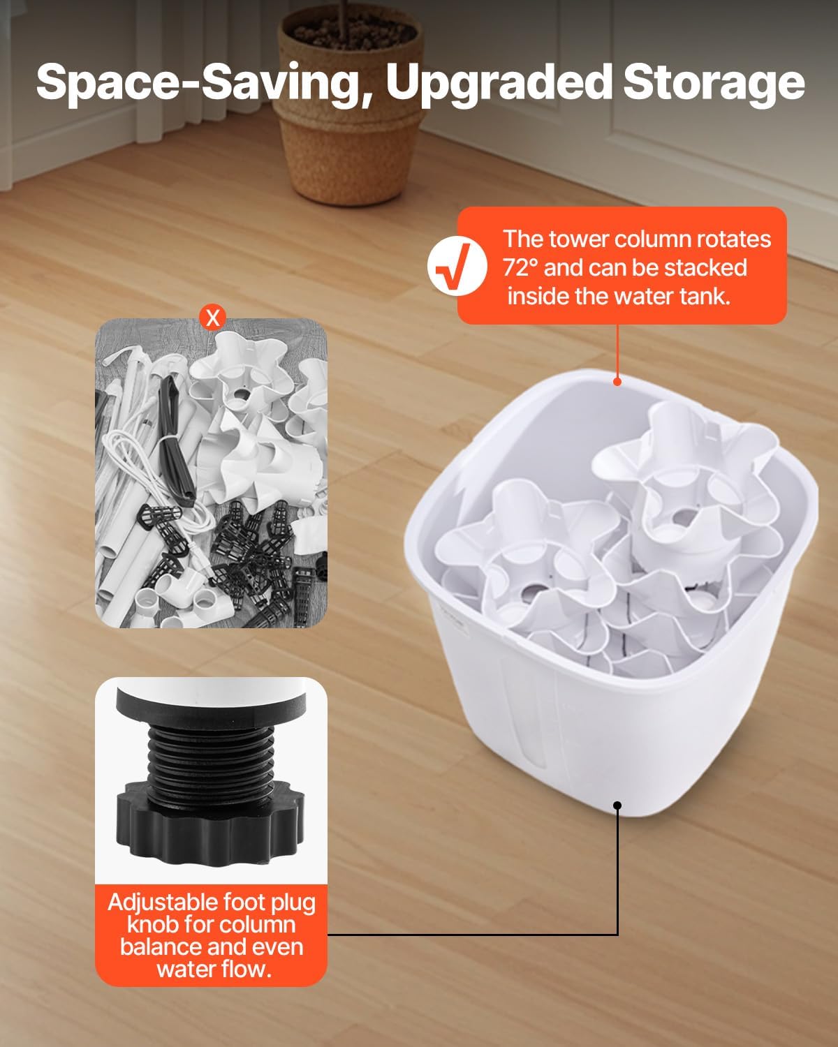 VEVOR Hydroponic Growing System with Grow Light, 30 Pods Vertical 6 Tiers Hydroponic Tower, Home Hydronic Garden with Water Pump, Plants Germination Kit for Indoor Herbs, Fruits and Vegetables