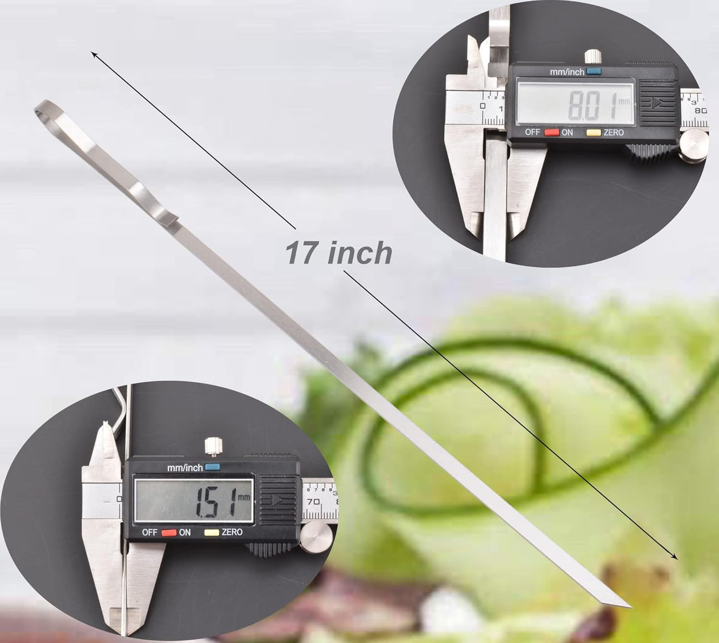 17 Inch Long Stainless Steel Skewers for Kabobs,HONSHEN Flat Shish Kabob Barbecue Skewers with Storage Bag - Metal BBQ Skewers for Grilling Meat, Chicken, Shrimp, Vegetables - 10 Pack