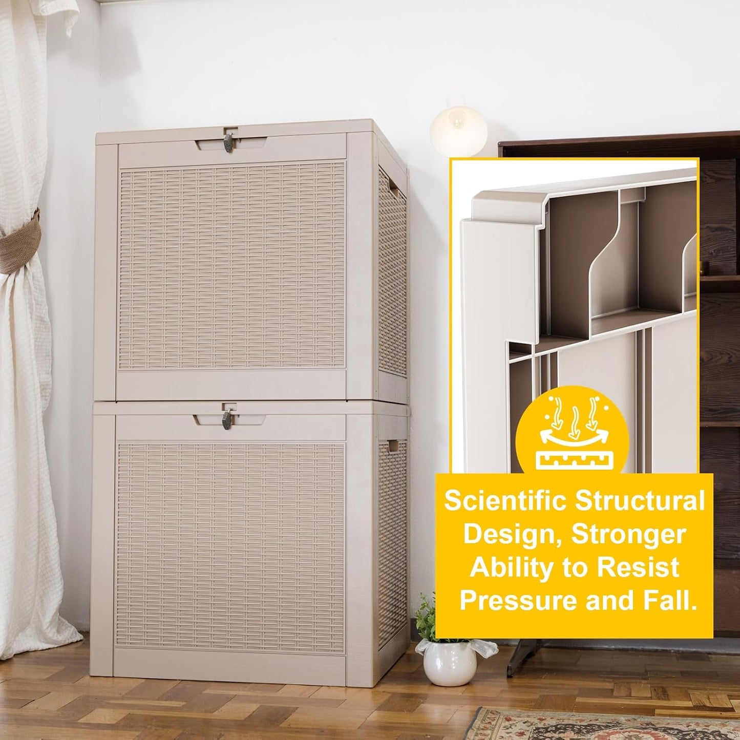 31 Gallon Waterproof Outdoor Storage Box,Resin Deck Box,Lockable Outside Storage Box Container for Patio Furniure,Garden,Pool Tools (31 Gallon,Grey)