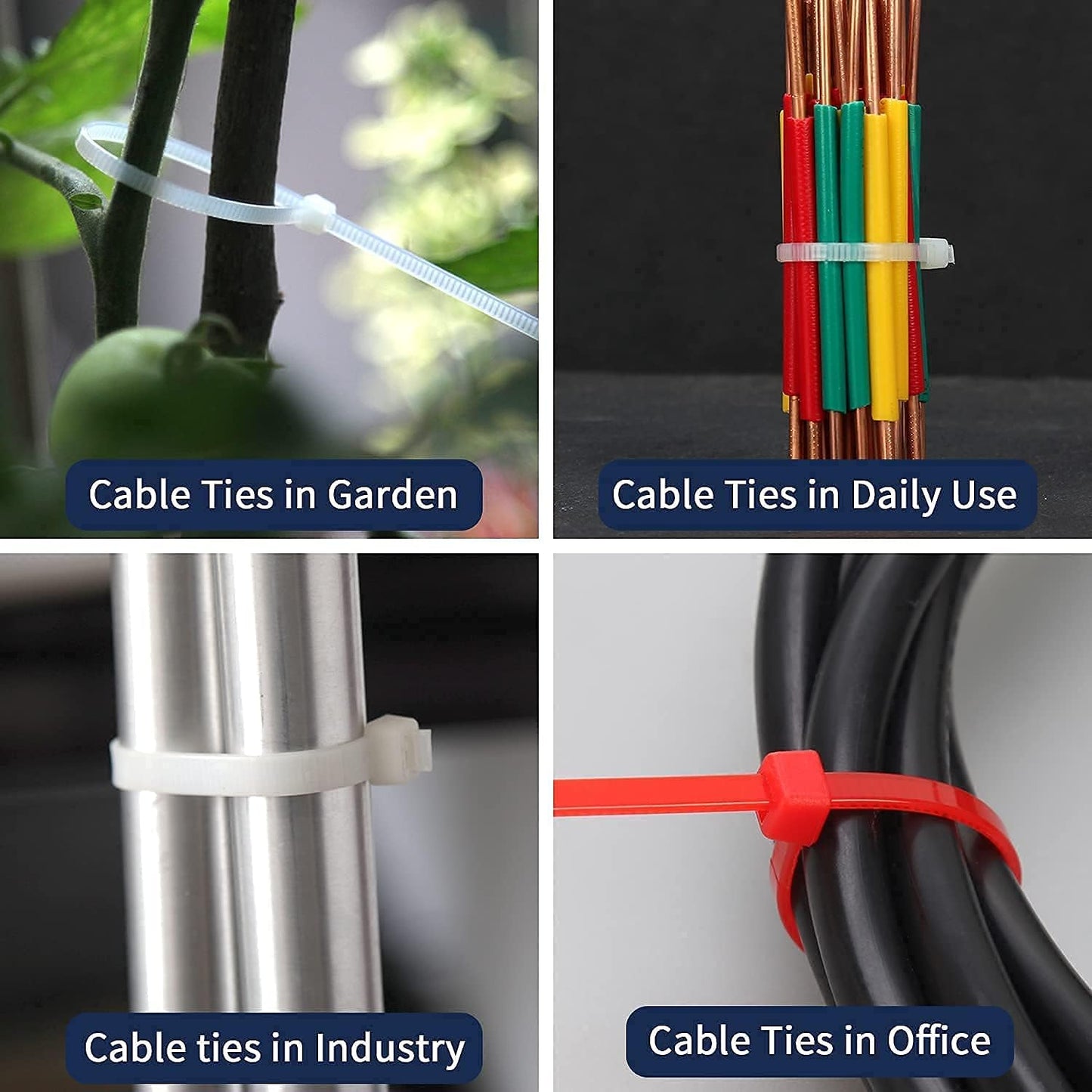 XINGO Cable Zip Ties (120 Pack), 40 Lbs Tensile Strength-Heavy Duty,Self-Locking Nylon Plastic Wire Ties in Assorted Sizes and Colors for indoor and outdoor(8 Inch, Colorful)