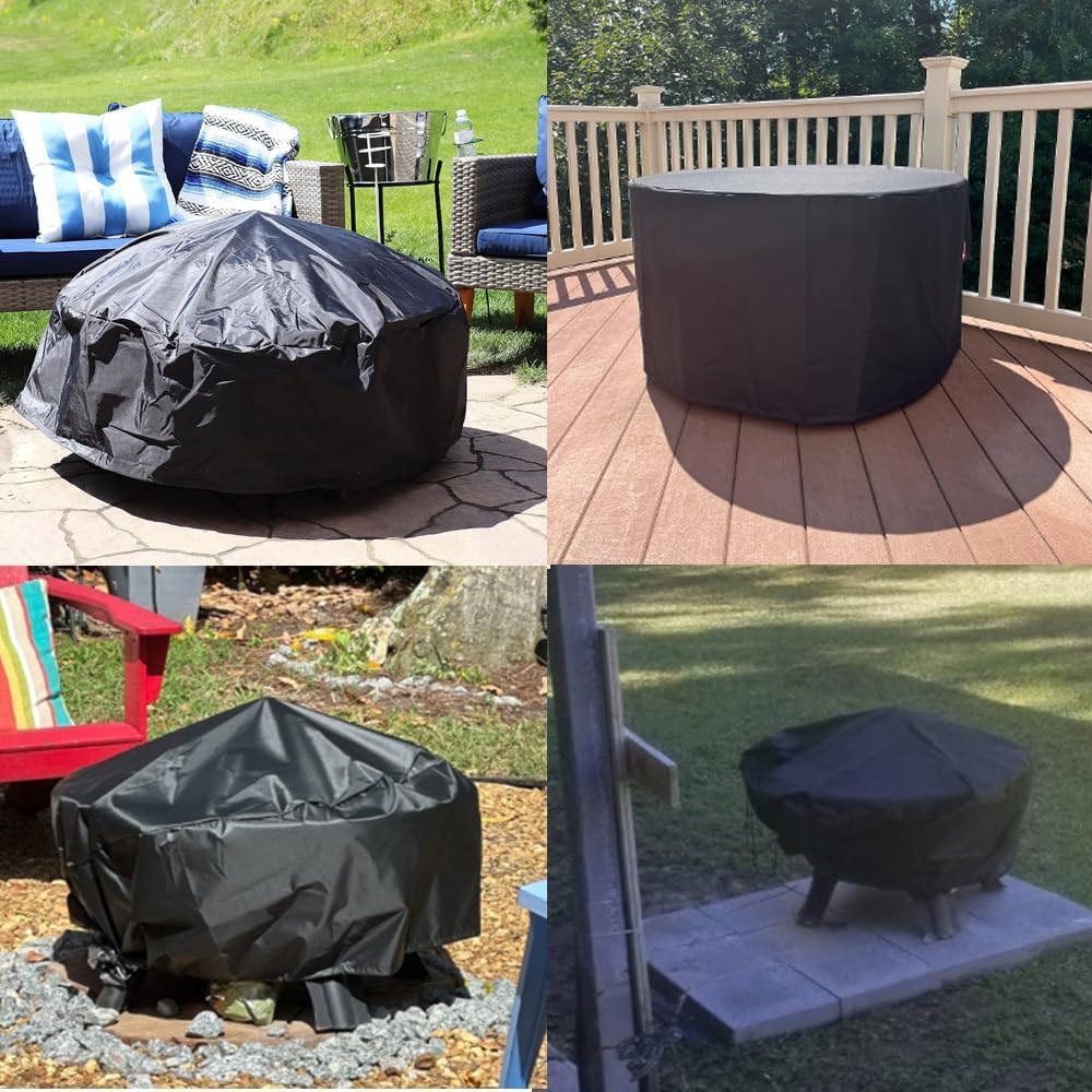 Round Fire Pit Cover, 40 Inches Diameter, 40 x 24 inch Waterproof Firepit Covers, for Patio Fire Pit, Full Coverage Dustproof Anti UV Outdoor Fire Pit Cover