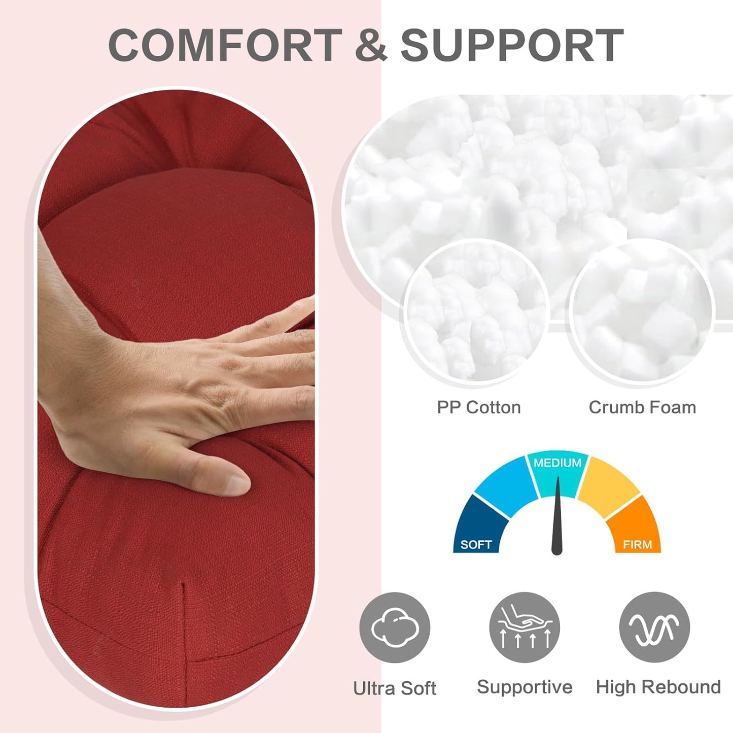 Aoodor 19" x 19" x 5" Tufted Outdoor Chair Cushions, Water Resistant & Fade Resistant Polyester Dining Chair Pads with 2 Straps for Patio Furniture, Set of 2