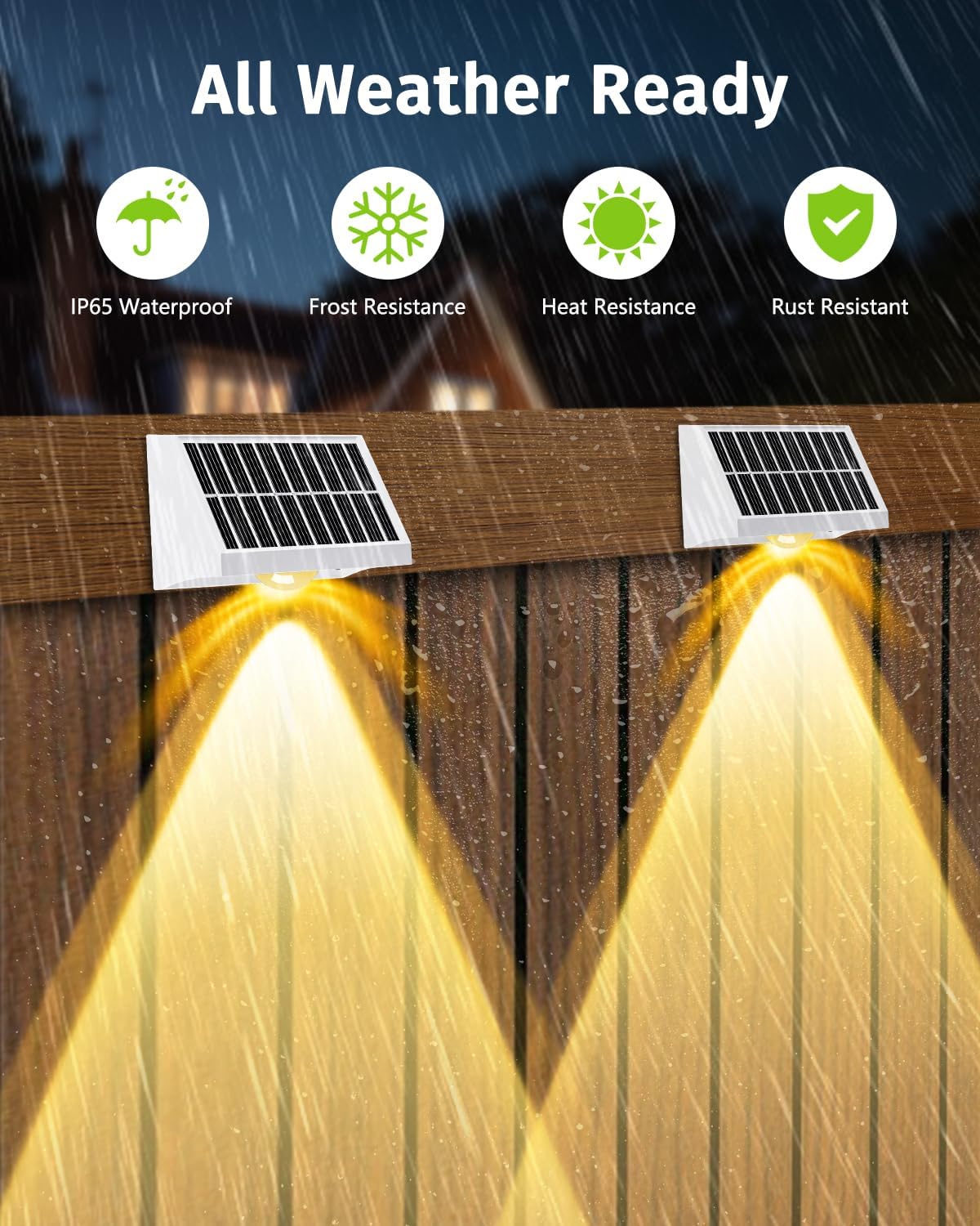 Solar Fence Lights Outdoor Waterproof High Brightness LED Spot Lens Deck Lights 7 Mode Warm & Cool White RGB Solar Powered Wall Lighting Decor for Outside Patio Step Backyard Railing - 12 Pack(White)