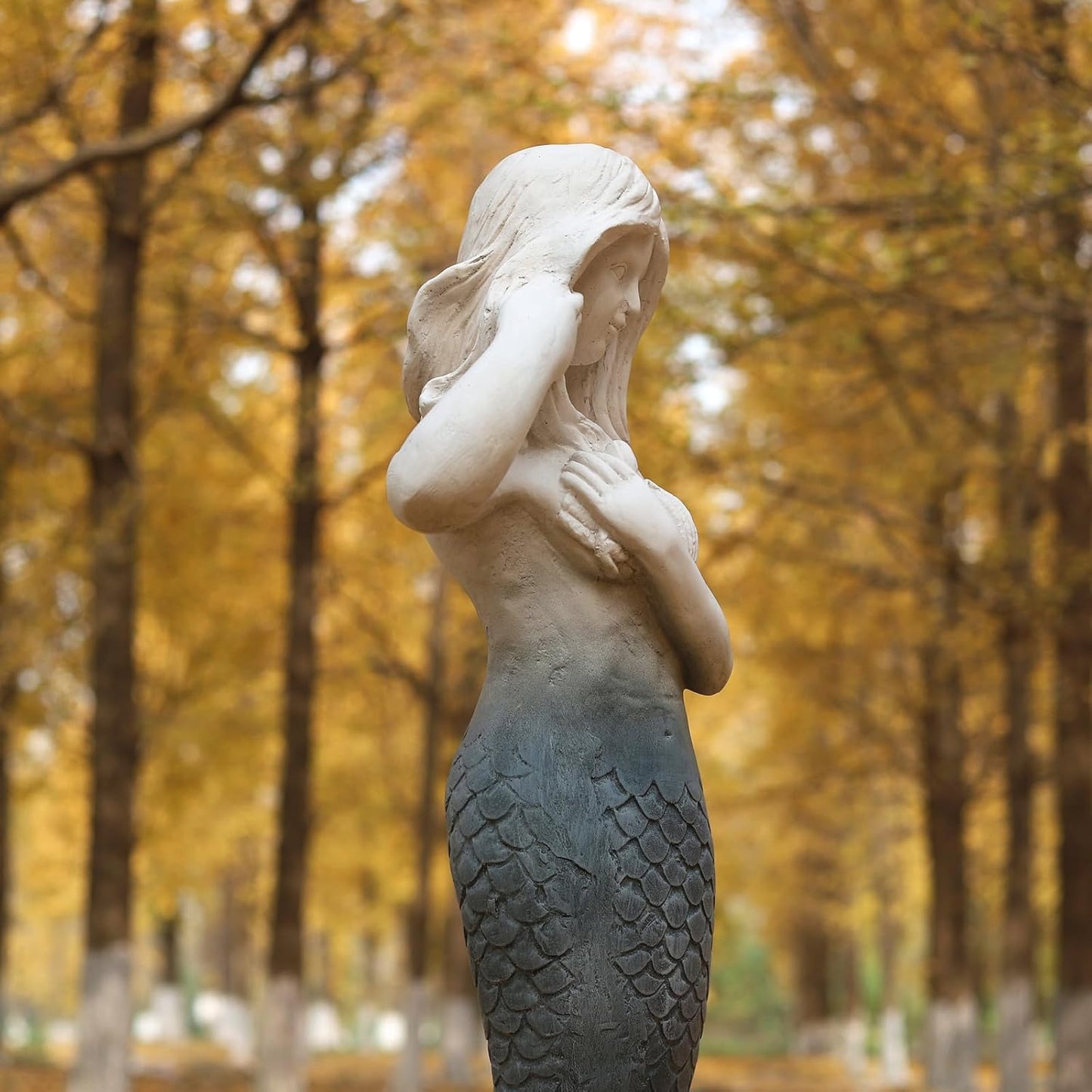 Mermaid Statue Large Size 37 Inch Magnesium Oxide Sculpture Indoor Outdoor Garden Patio Yard Lawn Porch Decor