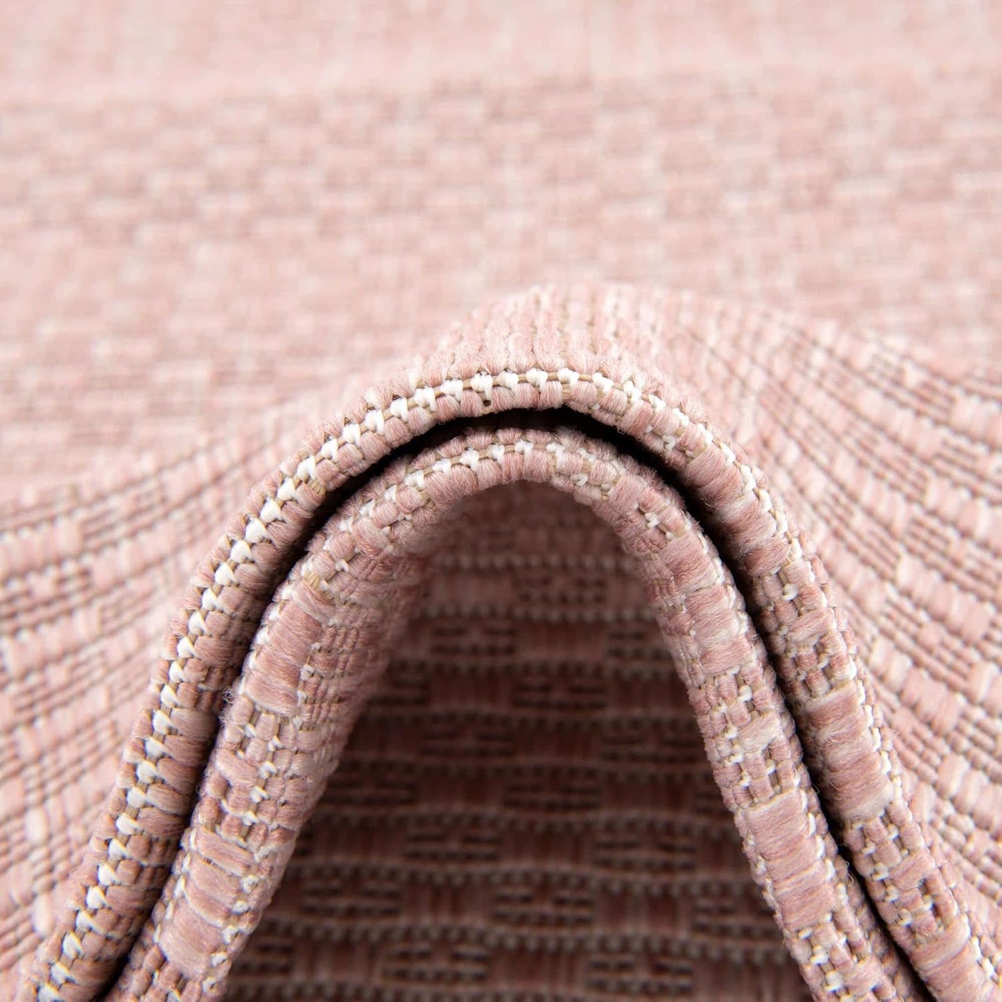 Unique Loom Collection Casual Transitional Solid Heathered Indoor/Outdoor Flatweave Area Rug (2' x 8' Runner, Whisper Pink/Ivory)