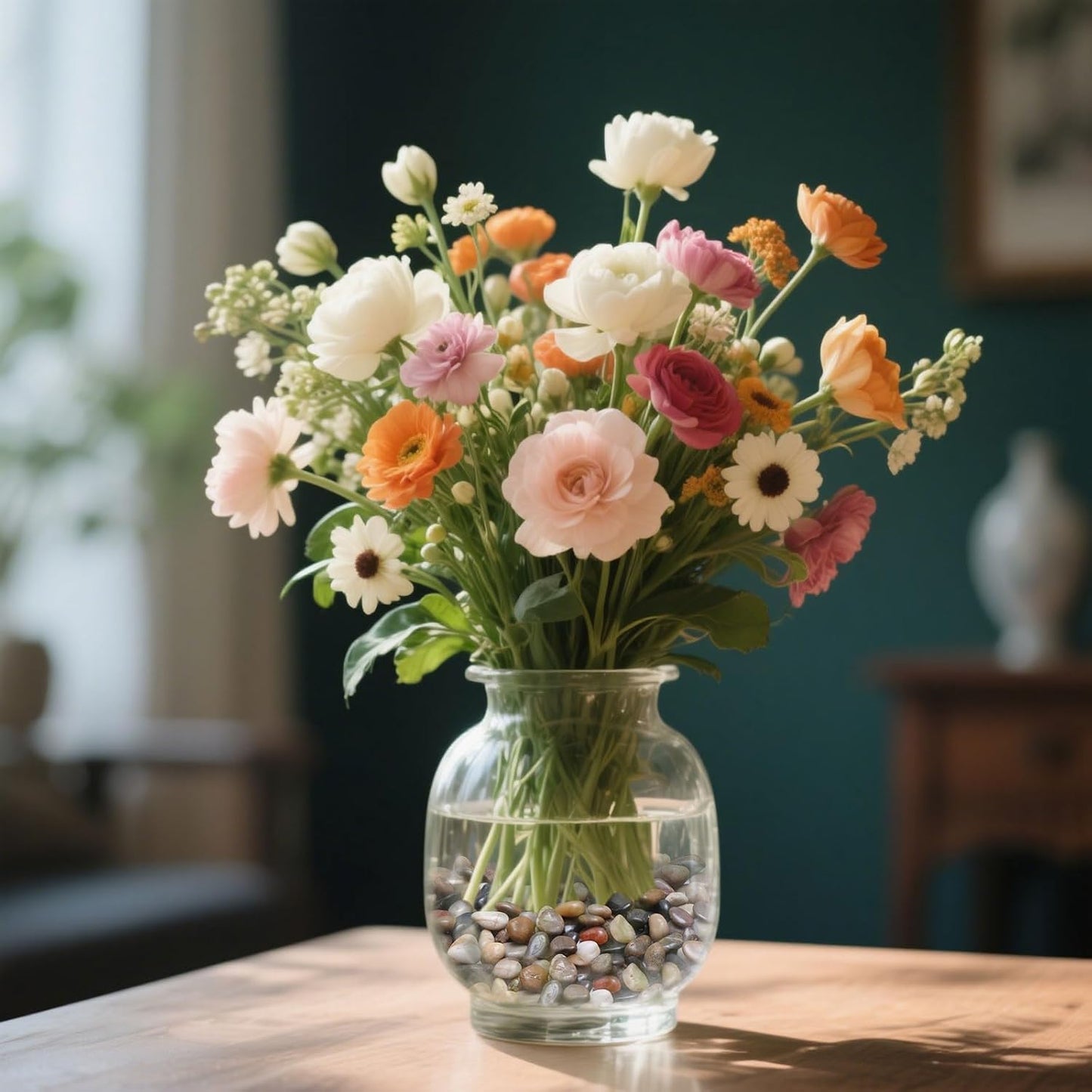 Calofulston 15lb Pebbles, 3/8 Inch Small Pebbles for Indoor Plants, Aquariums, Bamboo, Succulent, Vase, Outdoor Landscaping, Decorative Polished Plant Rocks for Pots Indoor, Mixed Color