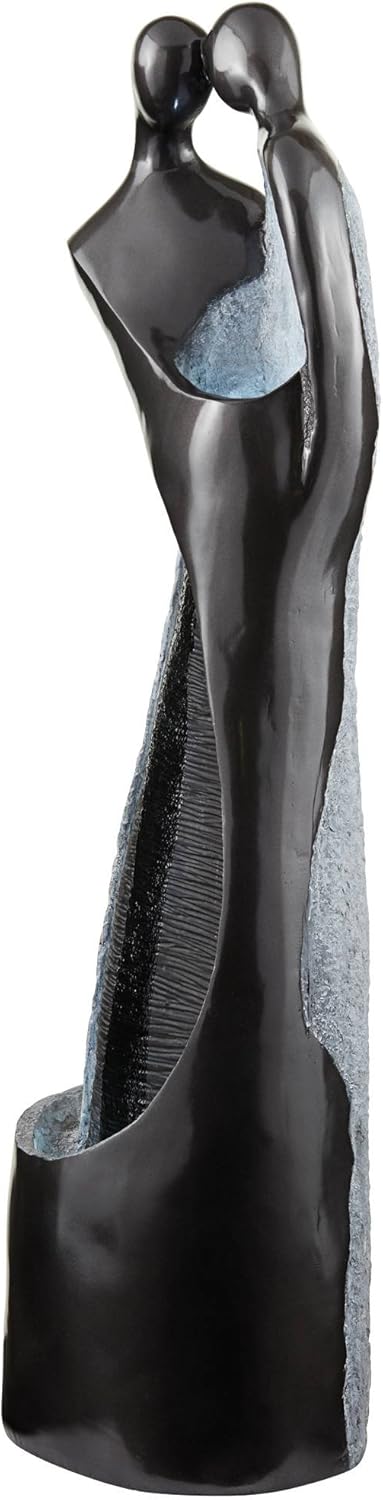 Modern Couple 47" High Large Indoor Outdoor Decor Black Resin Floor Fountain with Light LED Tall Standing Water Feature for Outside Garden Patio Yard Backyard Porch Deck Relaxation - John Timberland