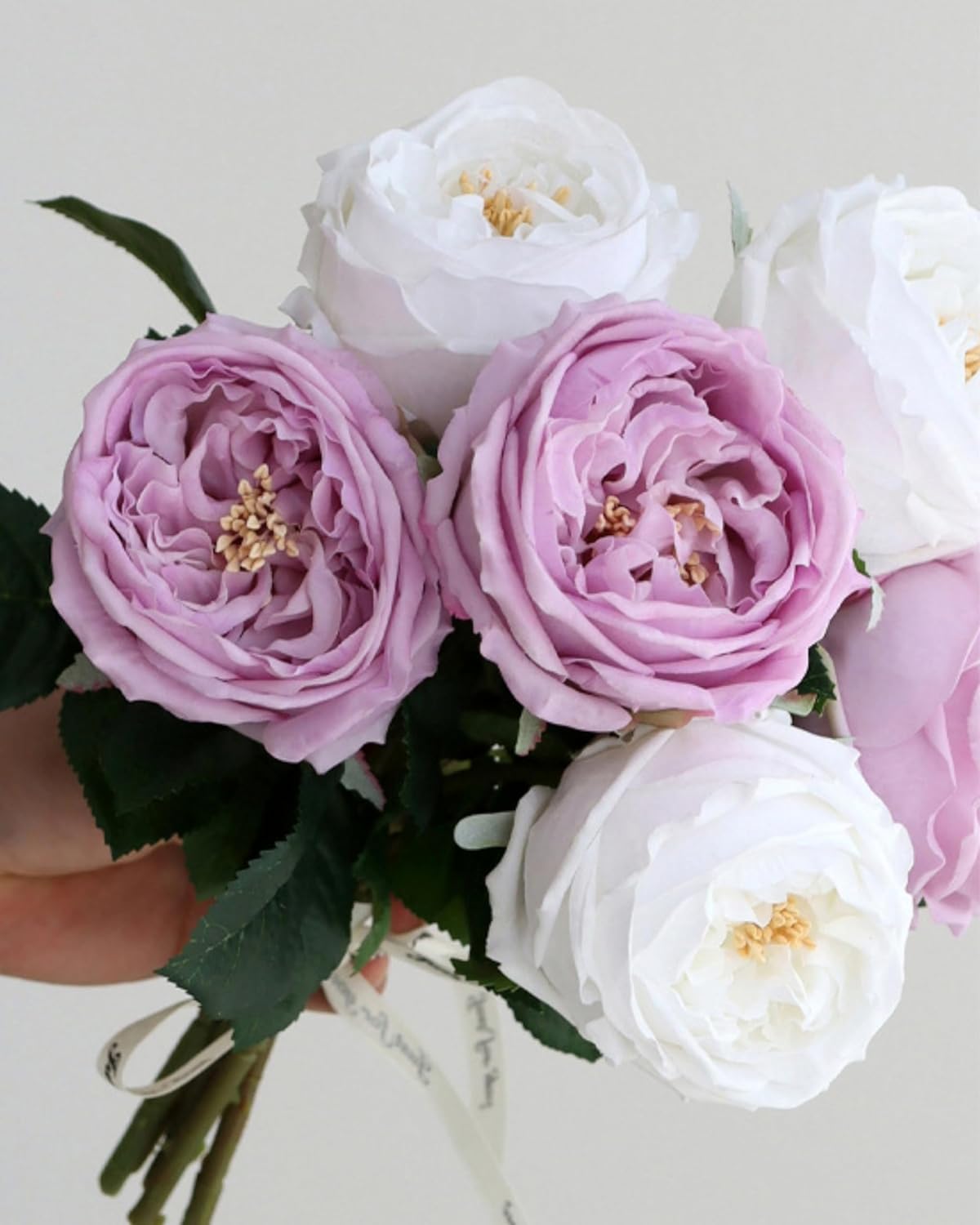 DuHouse 5Pcs Silk Roses Fake Purple Roses with Stems Real Touch Rose Artificial Flowers for Arrangement Wedding Party Home Decoration