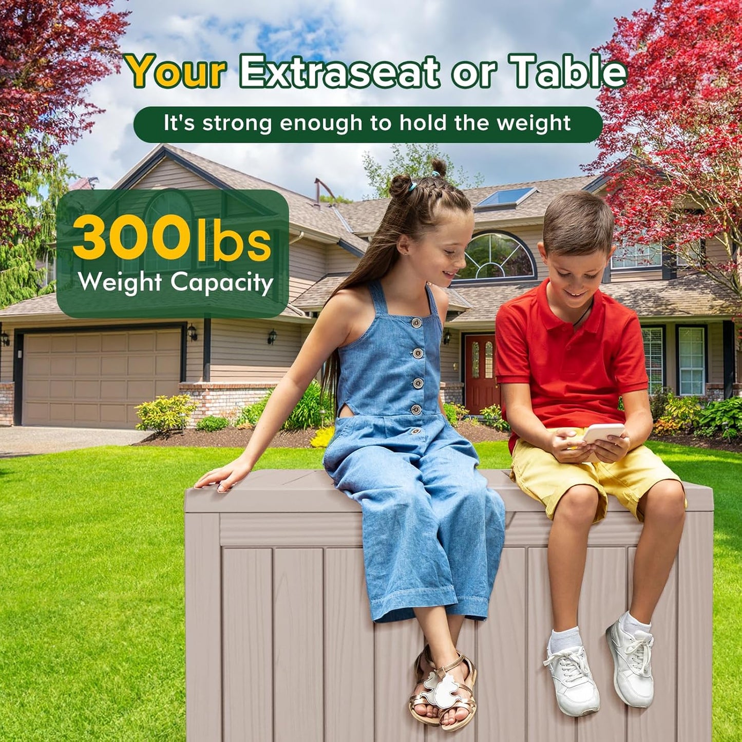 45 Gallon Resin Deck Box, Waterproof Outdoor Storage Bin for Patio, Poolside, and Garden, Lockable & UV-Resistant, Ideal for Small Spaces, Grey