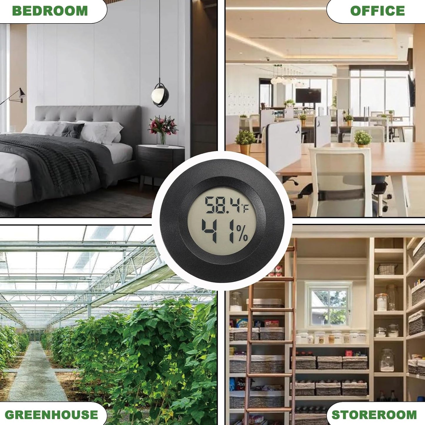 Mini Hygrometer Digital Thermometer Humidity Meter Hygrometer Thermometers Indoor/Outdoor Humidity Monitor Reptile Thermometer for Humidors Greenhouse Garden Cellar Fahrenheit(℉)/ Celsius(℃) 4 Pack