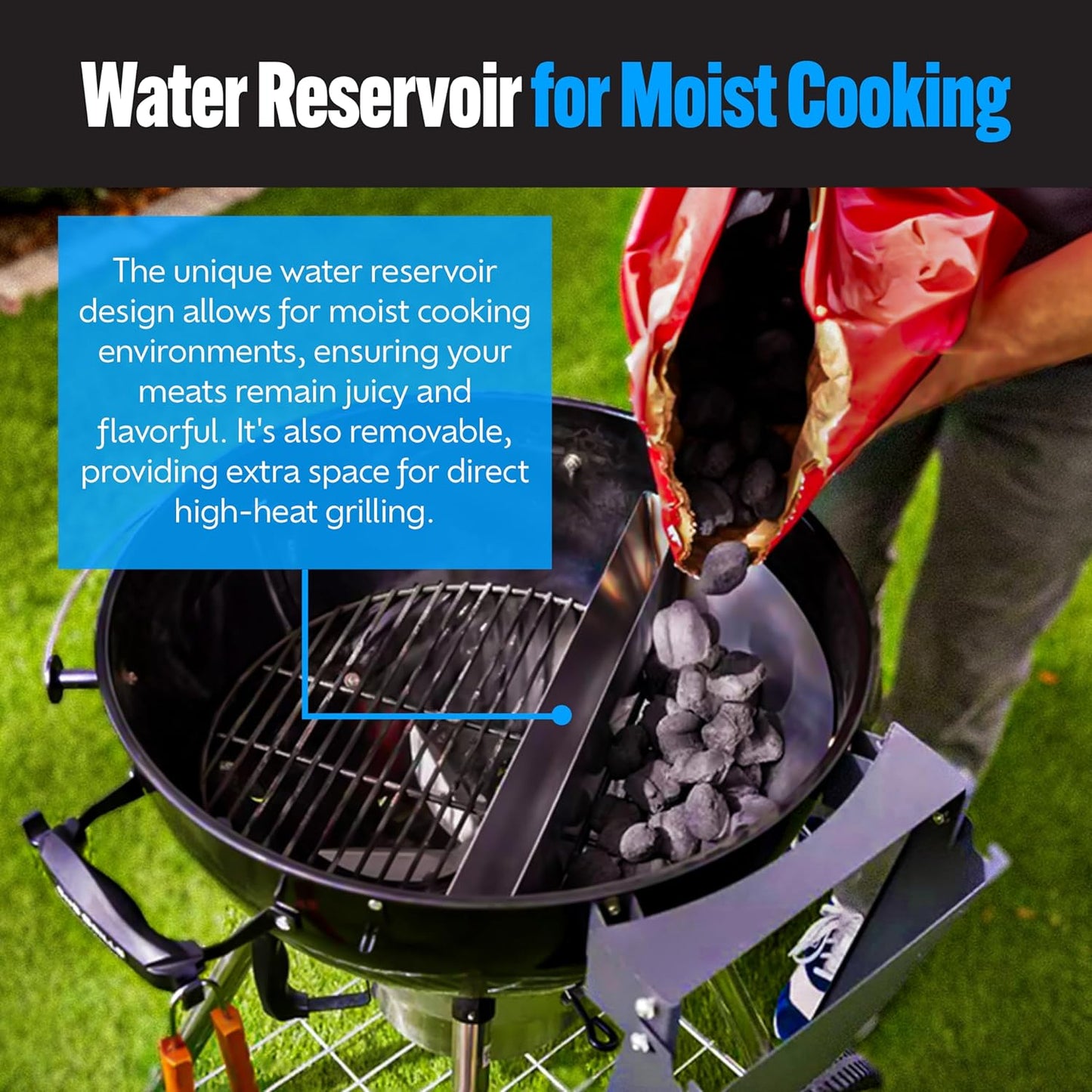 SnS Grills Slow ‘N Sear Charcoal Inserts for Low ‘N Slow & High-Heat Cooking - Patented Stainless Steel Accessories for Kettle Grills - Low Profile 22"