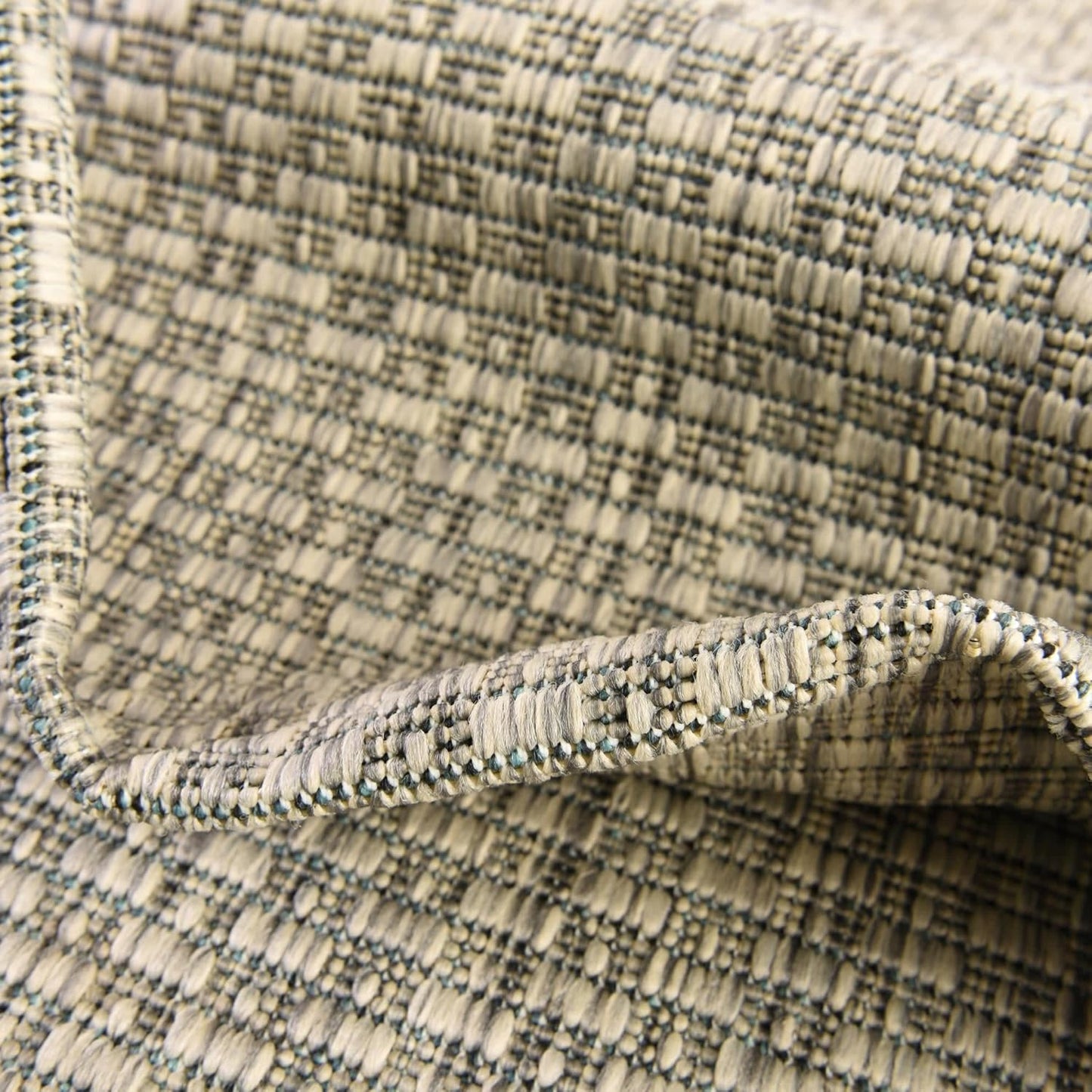 Unique Loom Collection Casual Transitional Solid Heathered Indoor/Outdoor Flatweave Area Rug (4' 1" Round, Light Gray/Ivory)