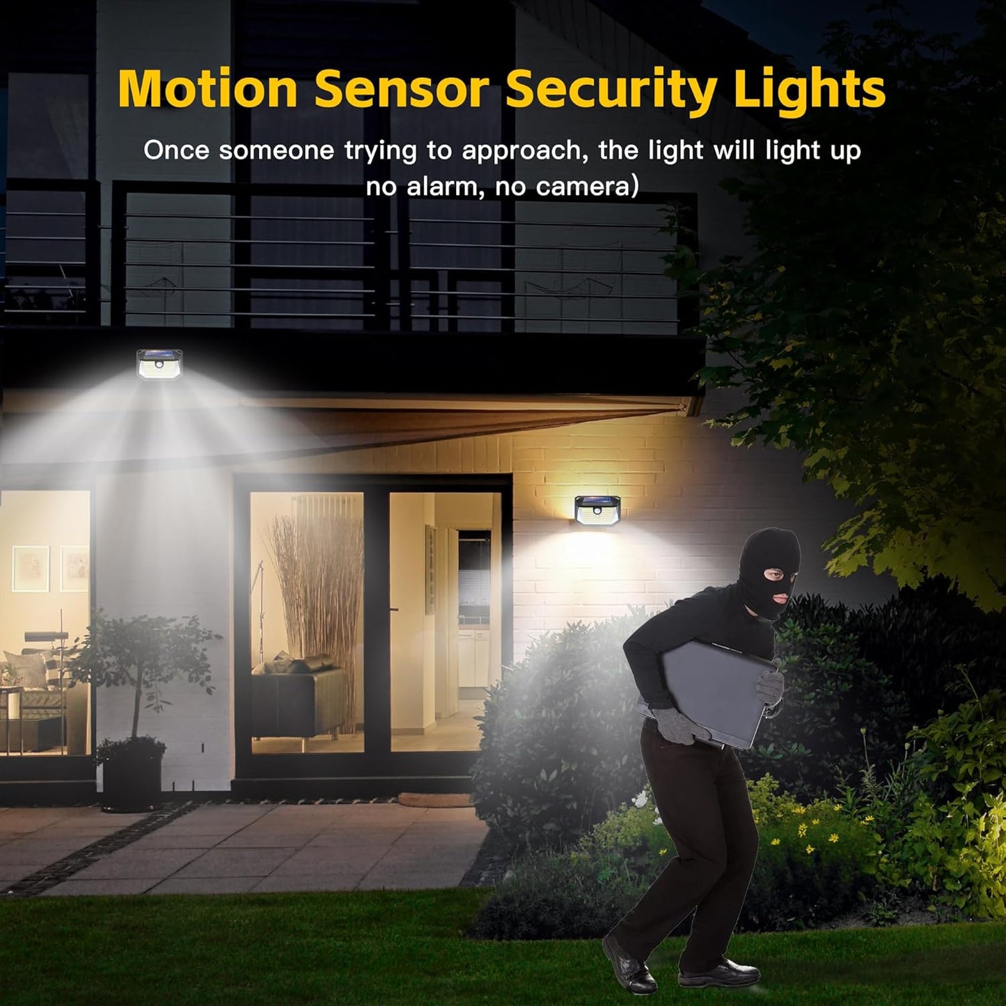 Solar Lights Outdoor Motion Sensor, 178 LED 300LM Waterproof IP65, Wall Mounted Security Light with 3 Modes, 270° Wide AngleWide Angle, Solar Powered for Garden, Yard, Patio, Front Door(4Pack)