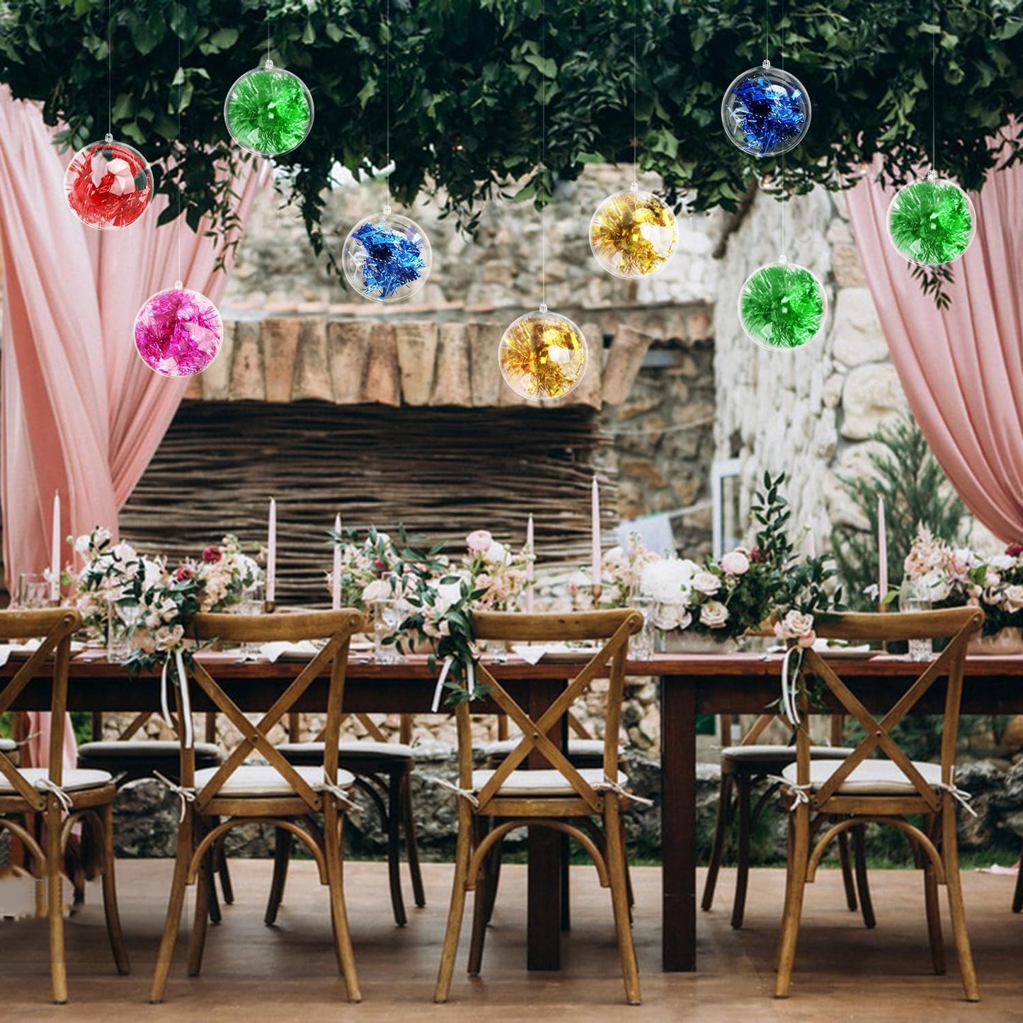 19 Pcs 4.72 Inch Clear Acrylic Fillable Balls, Christmas DIY Fillable Ornaments Balls, Acrylic Ornaments Ball for Christmas, Holidays, Weddings, Parties, and Home Decor