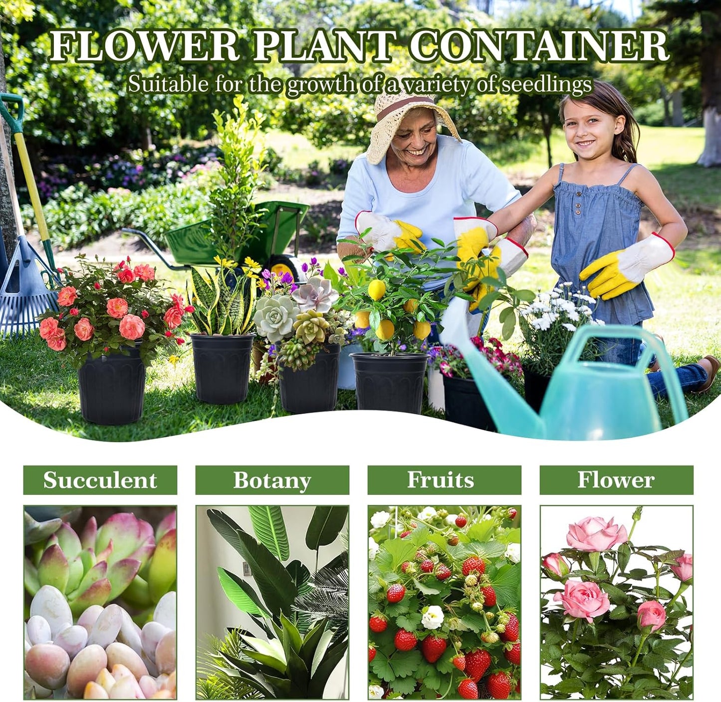 100Pcs 1 Gallon Black Nursery Pots, Soft Plastic Seedling Plant Pot with Holes, Garden Flower Seedling Pot for Indoor/Outdoor Use, Small to Medium Size