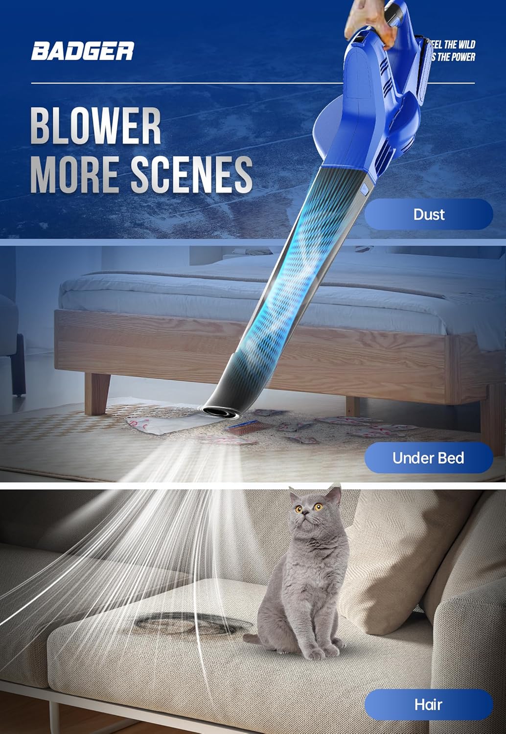 WILD BADGER POWER 20V Weed Wacker & Leaf Blower, Electric with 2 * 2Ah Battery & Charger, String Trimmer, Lightweight, Adjustable Telescopic Shaft, Easy to Use