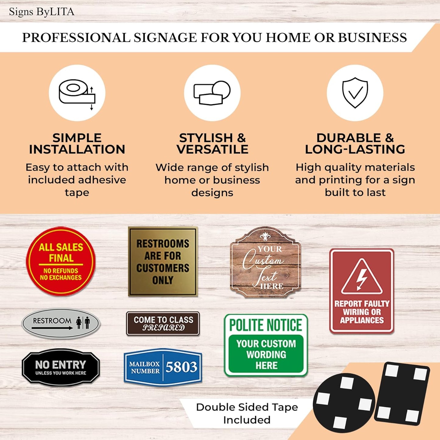 Signs ByLITA Standard Sprinkler Room Sign (Navy Blue/Gold) - Medium 2 Pack