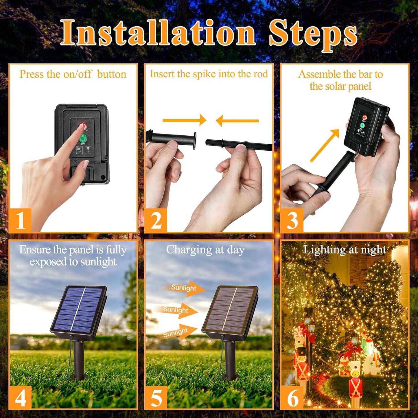 2 Pack Solar String Lights Total 240LED 80FT, IP67 Waterproof String Lights for Outside with 8 Modes, Upgraded Solar Panel Fairy Lights for Garden Party Wedding Decorations (Warm White)