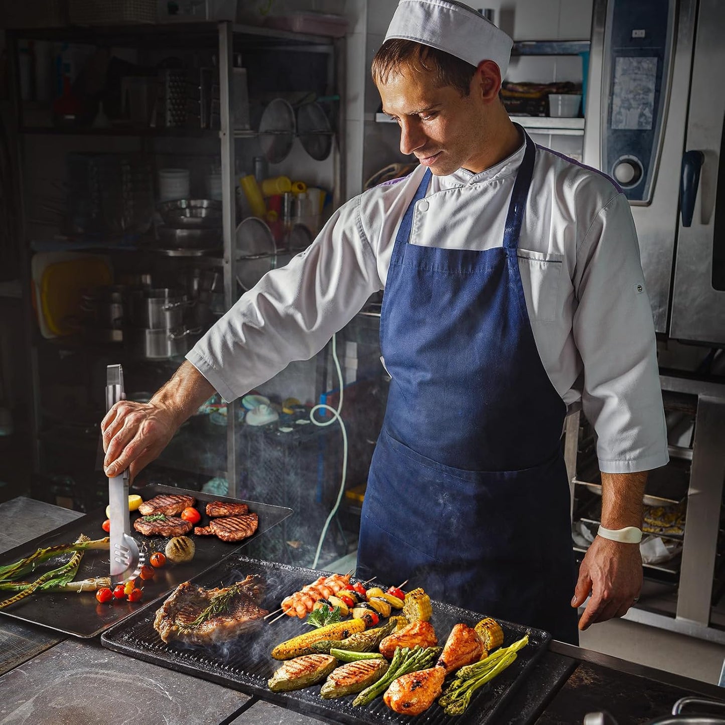 BBQ Grilling Accessories, 16-Inch Stainless Steel BBQ Grill Tools Set for Men, Heavy Duty Grilling Accessories Kit for Camping, Kitchen, Extra Thick Barbecue Utensil