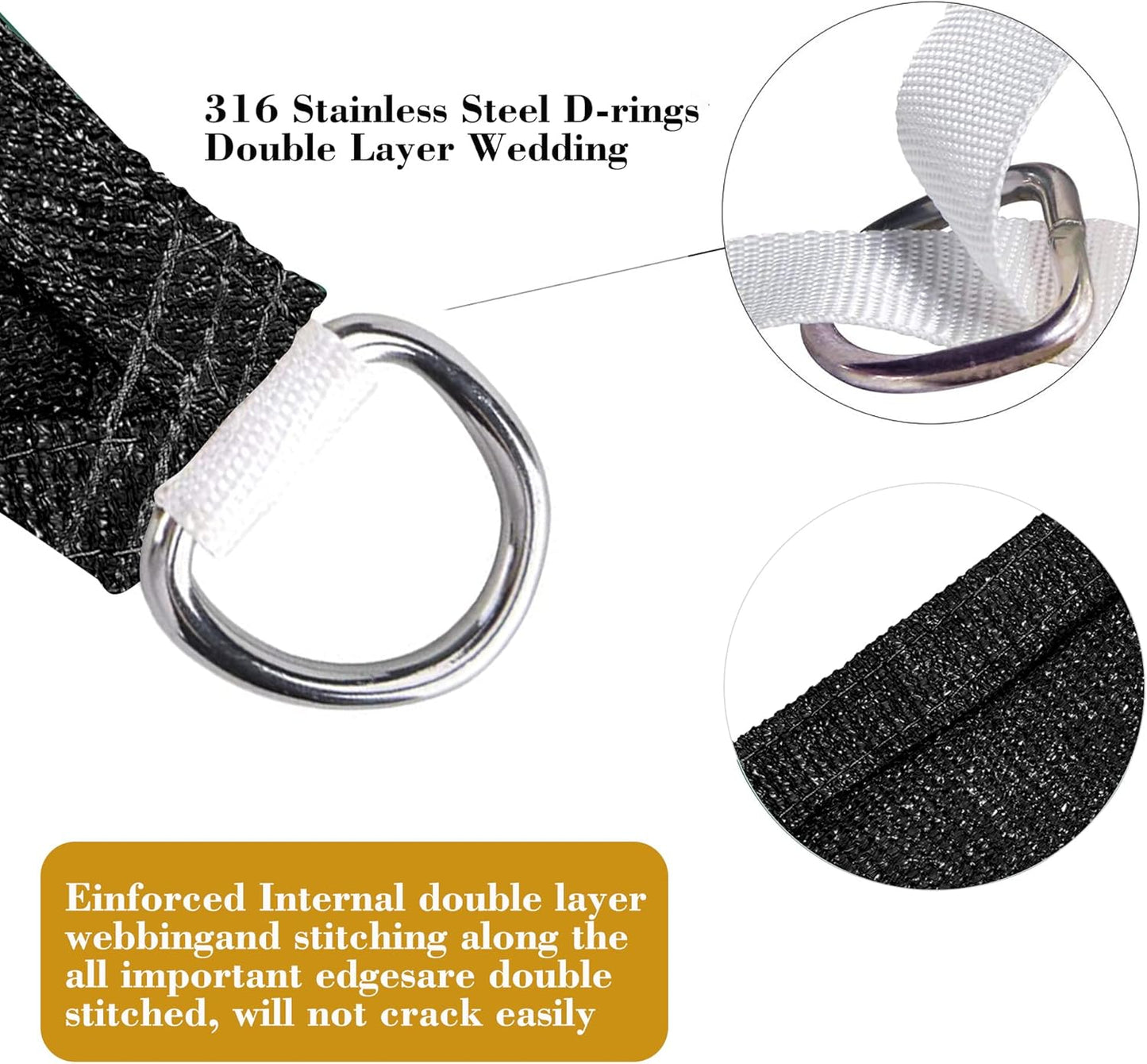 10' x 19' Black Rectangle Sun Shade Sail SSP1212 Canopy Durable Fabric UV Block Awning We Make Custom Orders