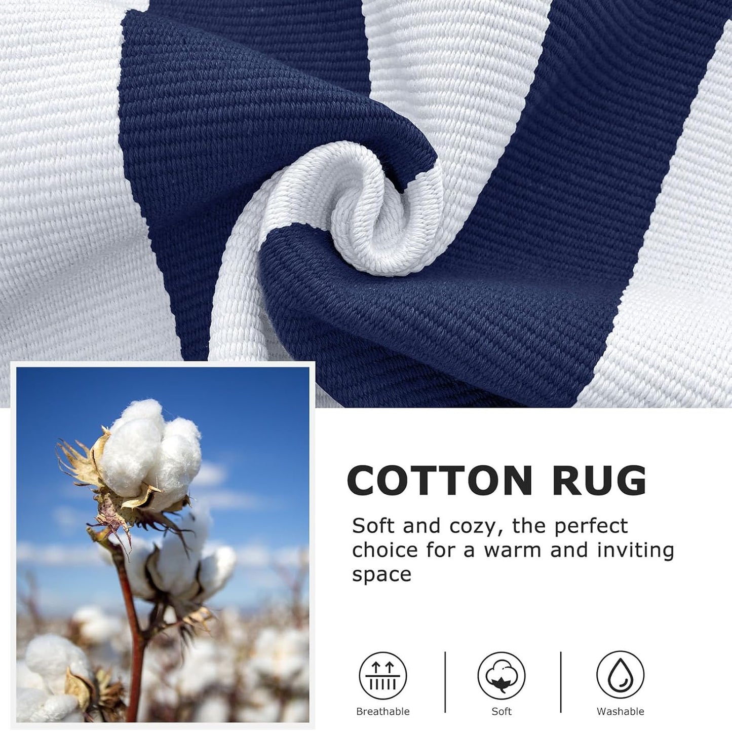 IOHOUZE Navy White Striped Rug -27.5" X 43" Front Door Mats Outdoor,Washable Rug for Front Porch Decor,Spring Summer Welcome Mats Outdoor Indoor, Doormat for Farmhouse/Entryway/Home Entrance