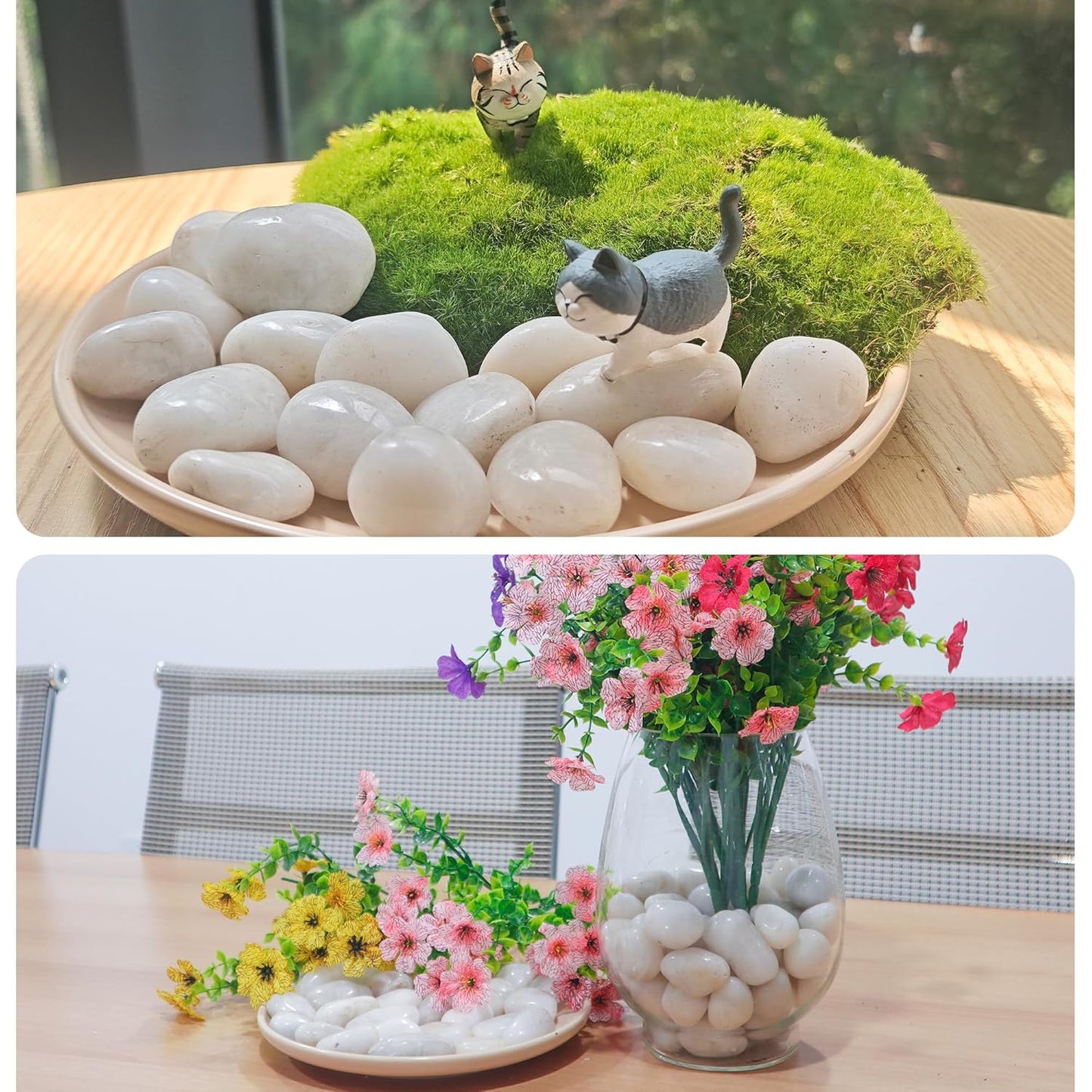 45lbs White River Rocks, 1-2 Inch Natural Pebbles for Indoor Plants, Polished Pebbles for Garden Landscaping Aquariums Vase Fillers and Outdoor Decorative Stones