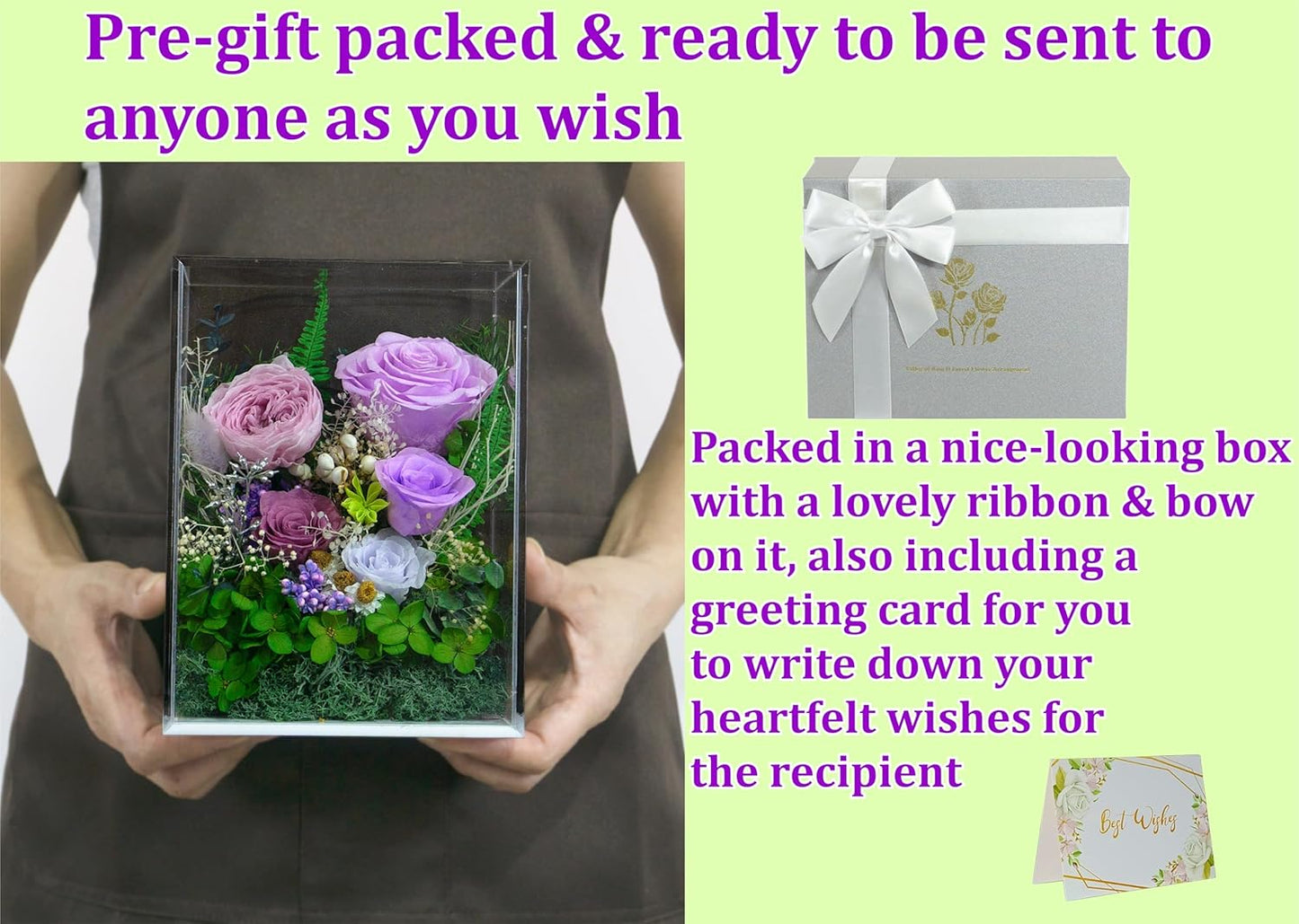 Valley of Rain & Forest Long-Lasting Real Flowers, Handcrafted Preserved Rose Bush For you to Send Love for All Occasions, Floral Arrangement for Indoor Decoration (Purple Rose)