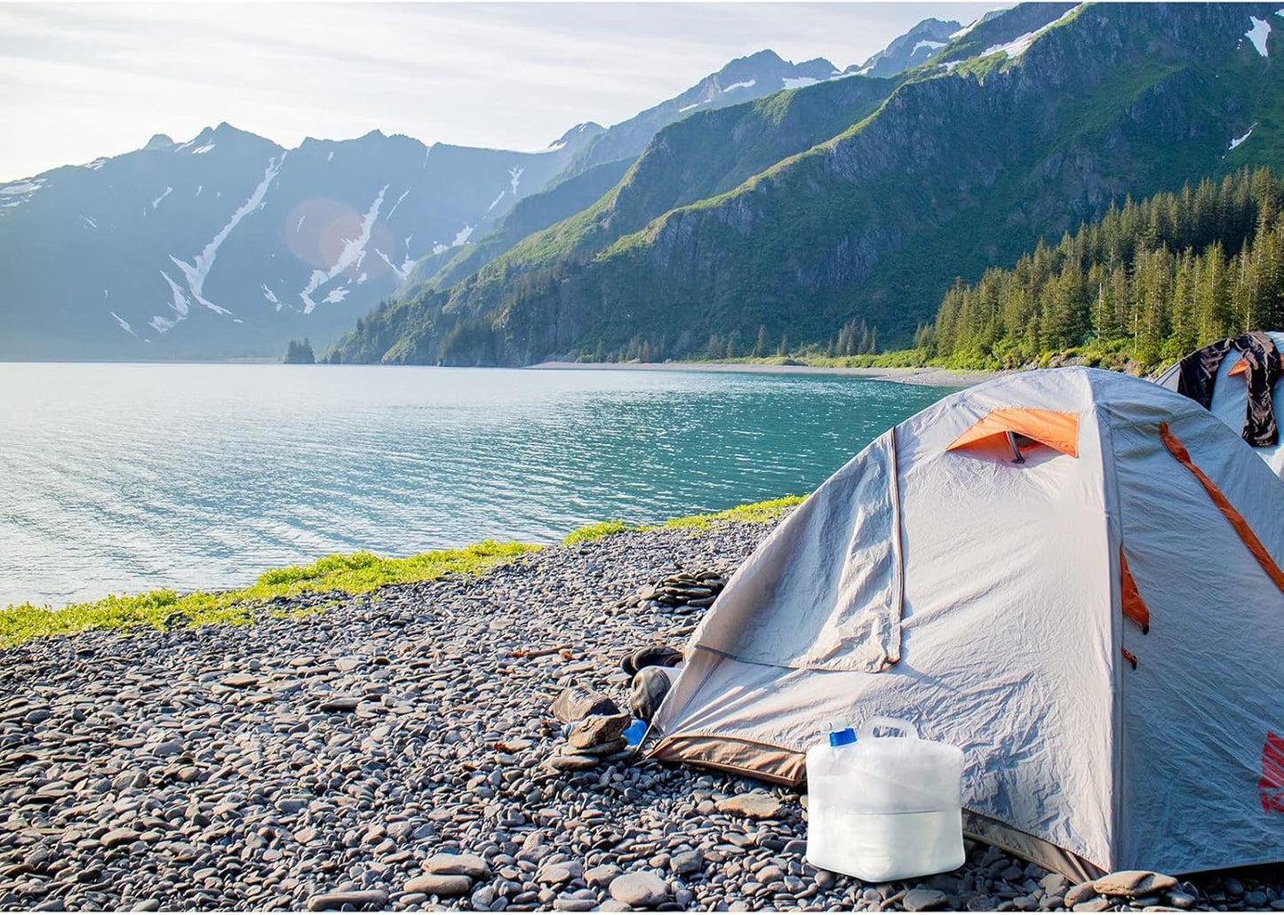 Collapsible Water Container Jug, 4×5.3 Gallon BPA Free Camping Water Storage Canteen with Spigot, for Hiking Backpack RV Outdoors & Emergency, Portable Survival Kit - Food Grade Transparent PE