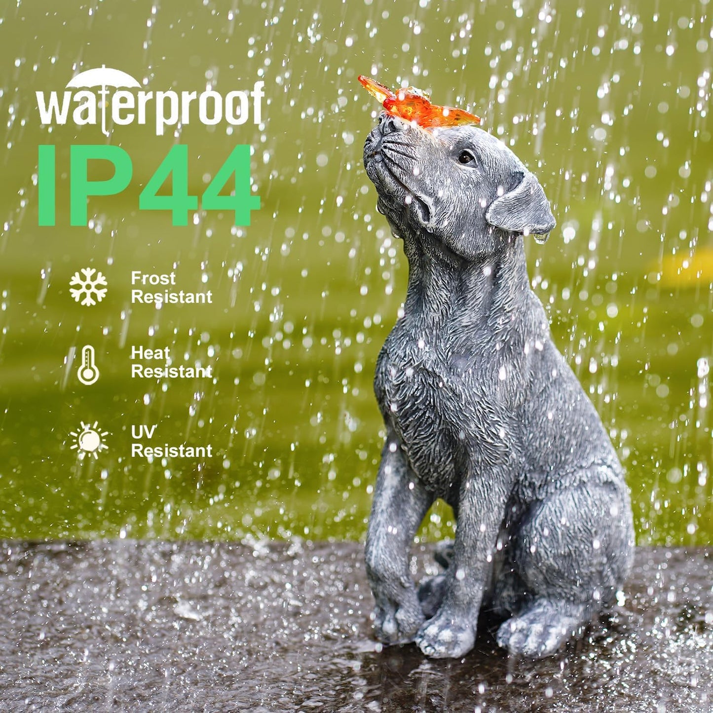 Garden Statue Dog Figurine Decor – Outdoor Decoration with Butterfly for Garden Yard Lawn Home Decor Outside : Memorial Gifts for Women Mom Grandma