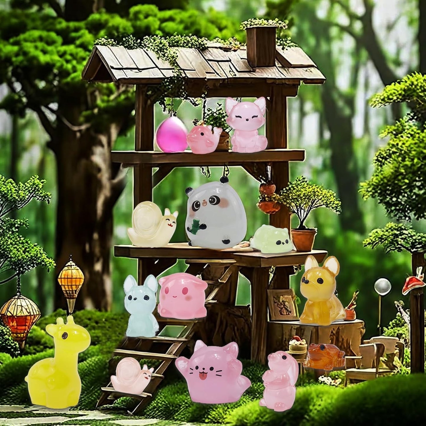 150 Pcs Luminous Mini Resin Animals Bulk, Figures Glow in The Dark, Tiny Miniature Resin Animals for Creative Crafts Ornaments, Fairy Gardens Decor and Dollhouse Hide Accessories