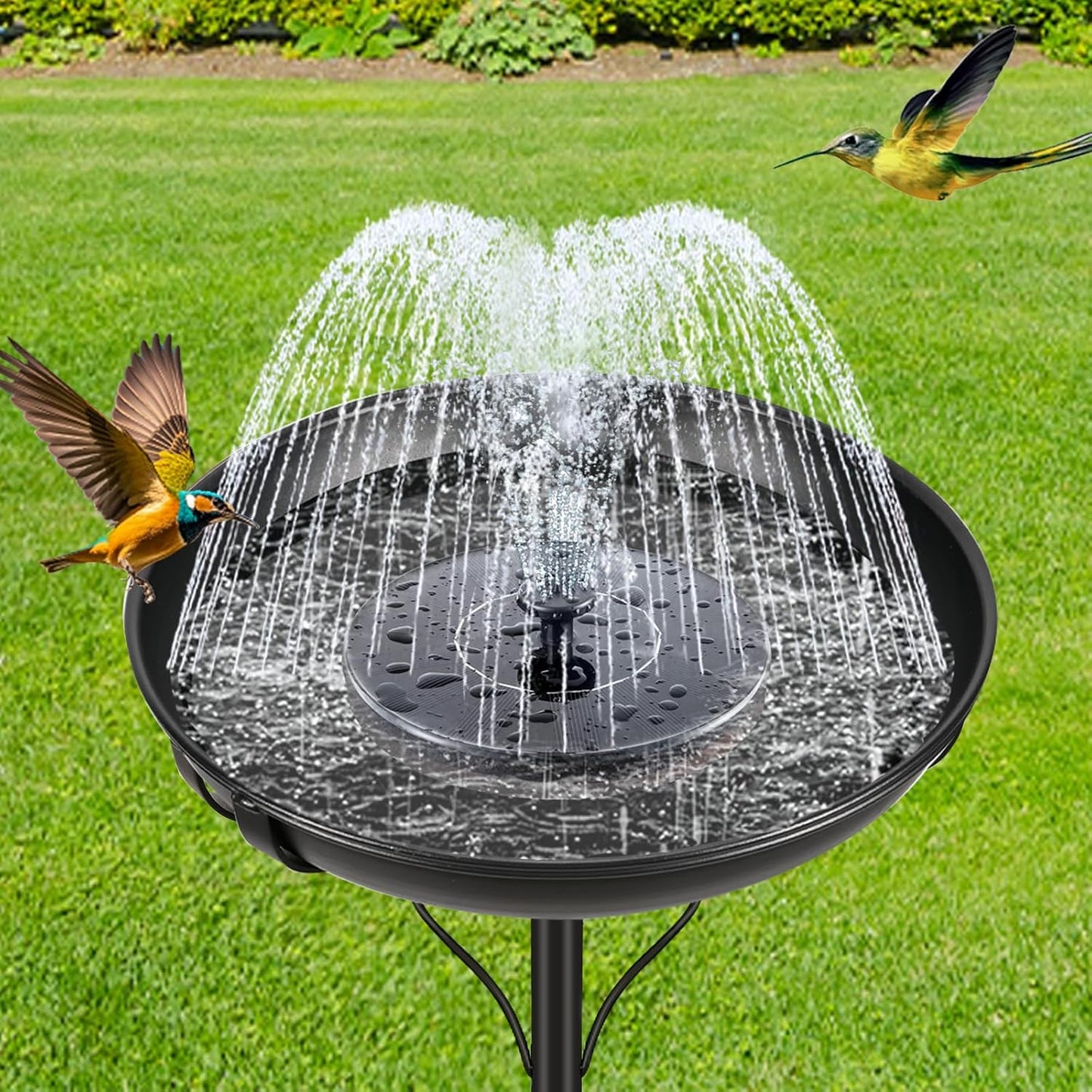 Metal Bird Bath for Outside, Vintage Freestanding Birdbaths with Metal Stake, Upgraded 5 Pronged Base Birdfeeder Feeder Bowl for Outdoors Garden Patio Yard Lawn Decor (Black)