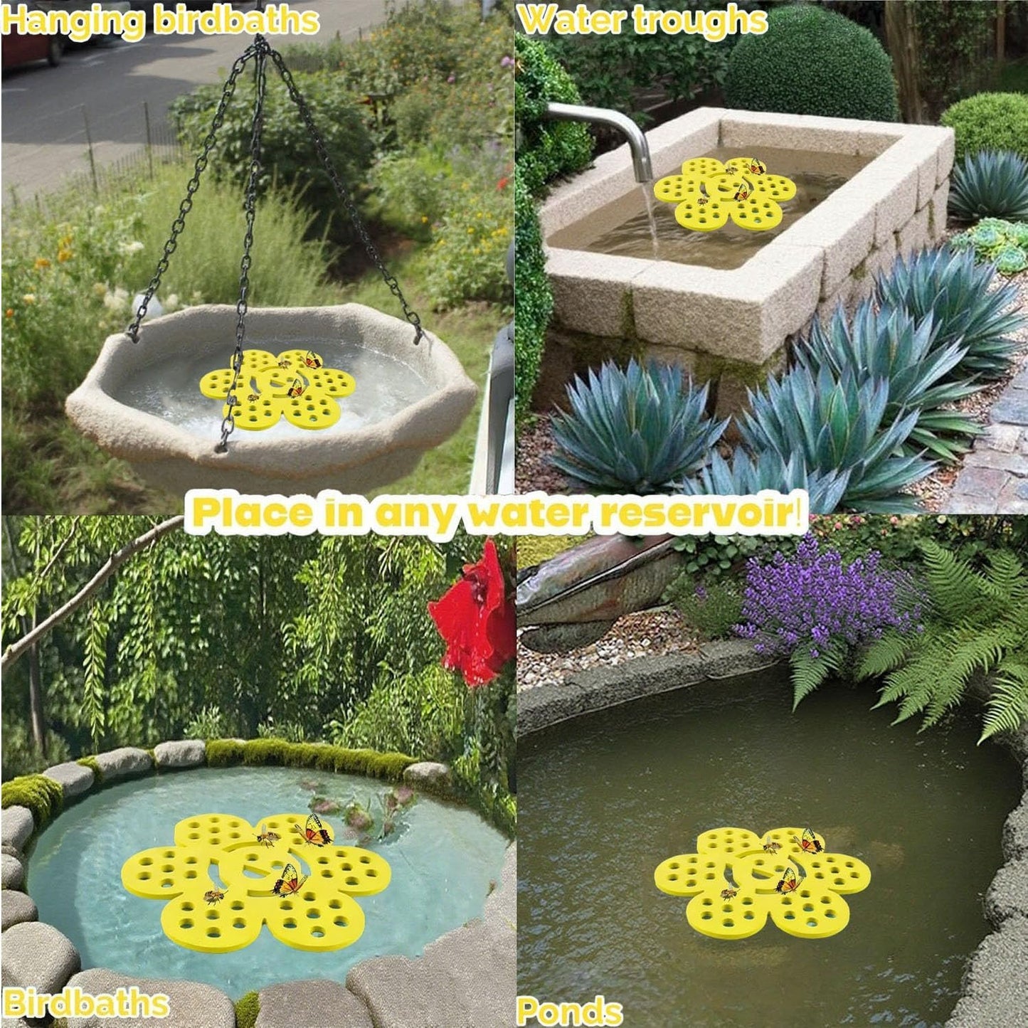 4 Pack Floating Bee Watering Station for Garden, Butterfly Feeder Bee Waterer Wildlife Baths Pollinator, Outdoor Pool & Garden Decor(Flower Face)
