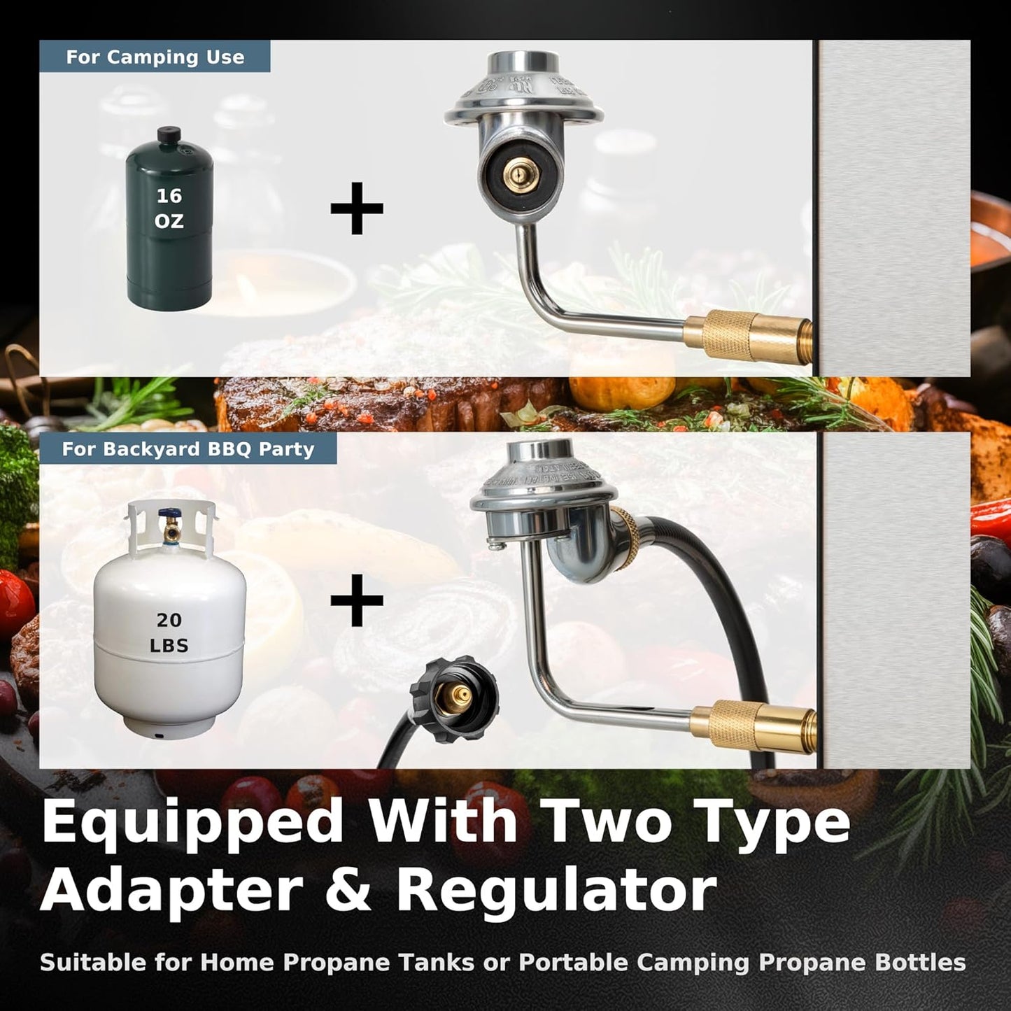 MFSTUDIO 22 Inch Flat Top Grill with Ceramic Coated Cast Iron Pan, 3 Burners Portable Tabletop Propane Gas Griddle Grill for Camping, Outdoor & Tailgating Barbecue, 24,000 BTU