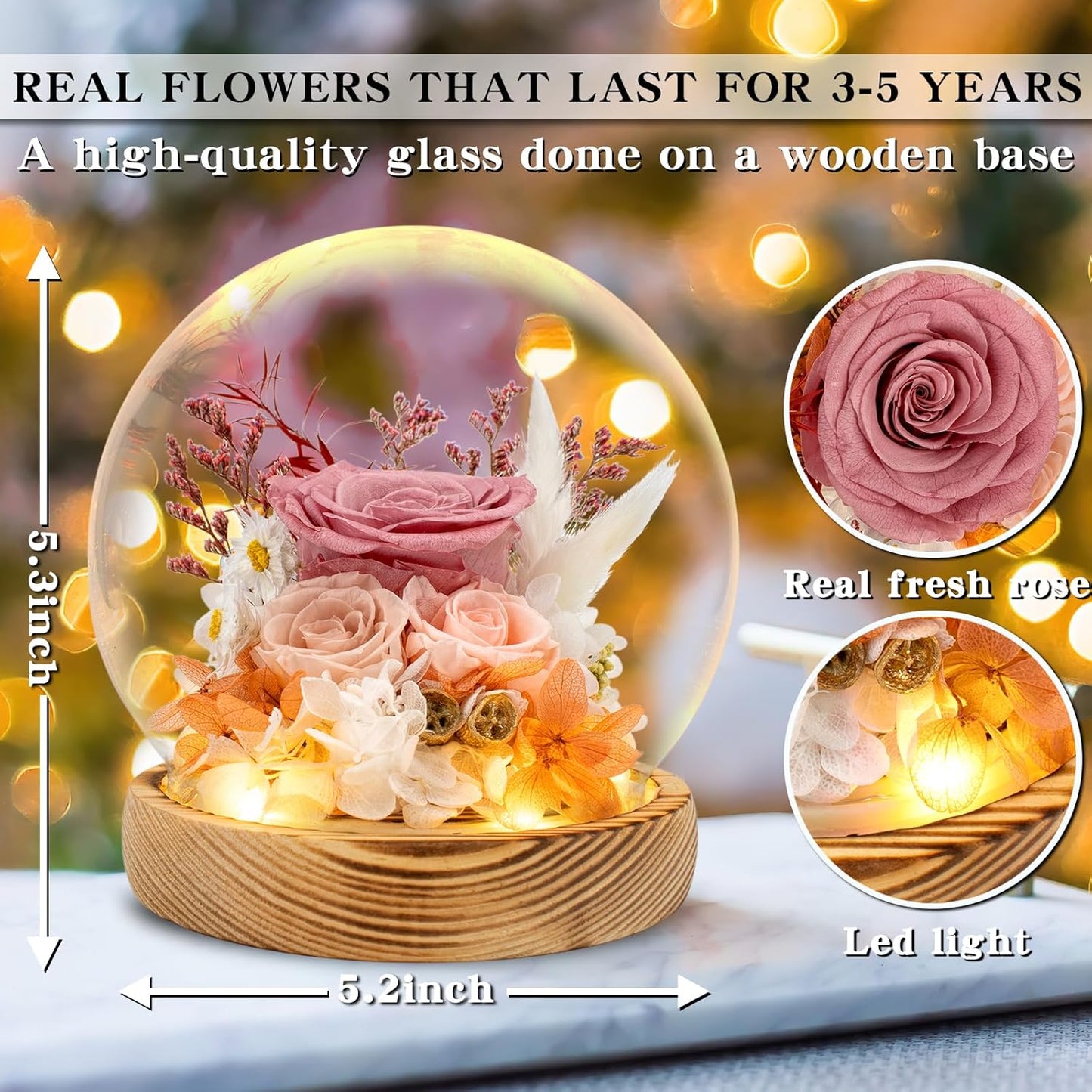 Flowers, Roses Gift โ Fresh & Preserved Roses That Last Forever โ Delivery to Show Love โ Ideal Birthday Gift for Women, Unique for Motherโs Day & Christmas โ Long-Lasting Forever Flowers