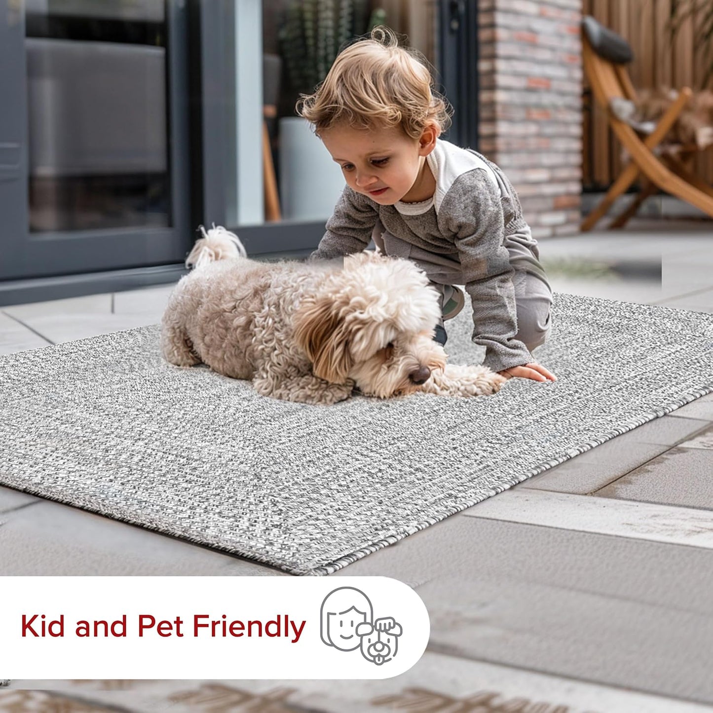 nuLOOM 5' x 8' Solid Hand Braided Indoor/Outdoor Area Rug, Pet-Friendly, High Traffic, Weather Resistant, for Patio, Balcony, Bedroom, Living Room, Dining Room, Wynn Salt And Pepper