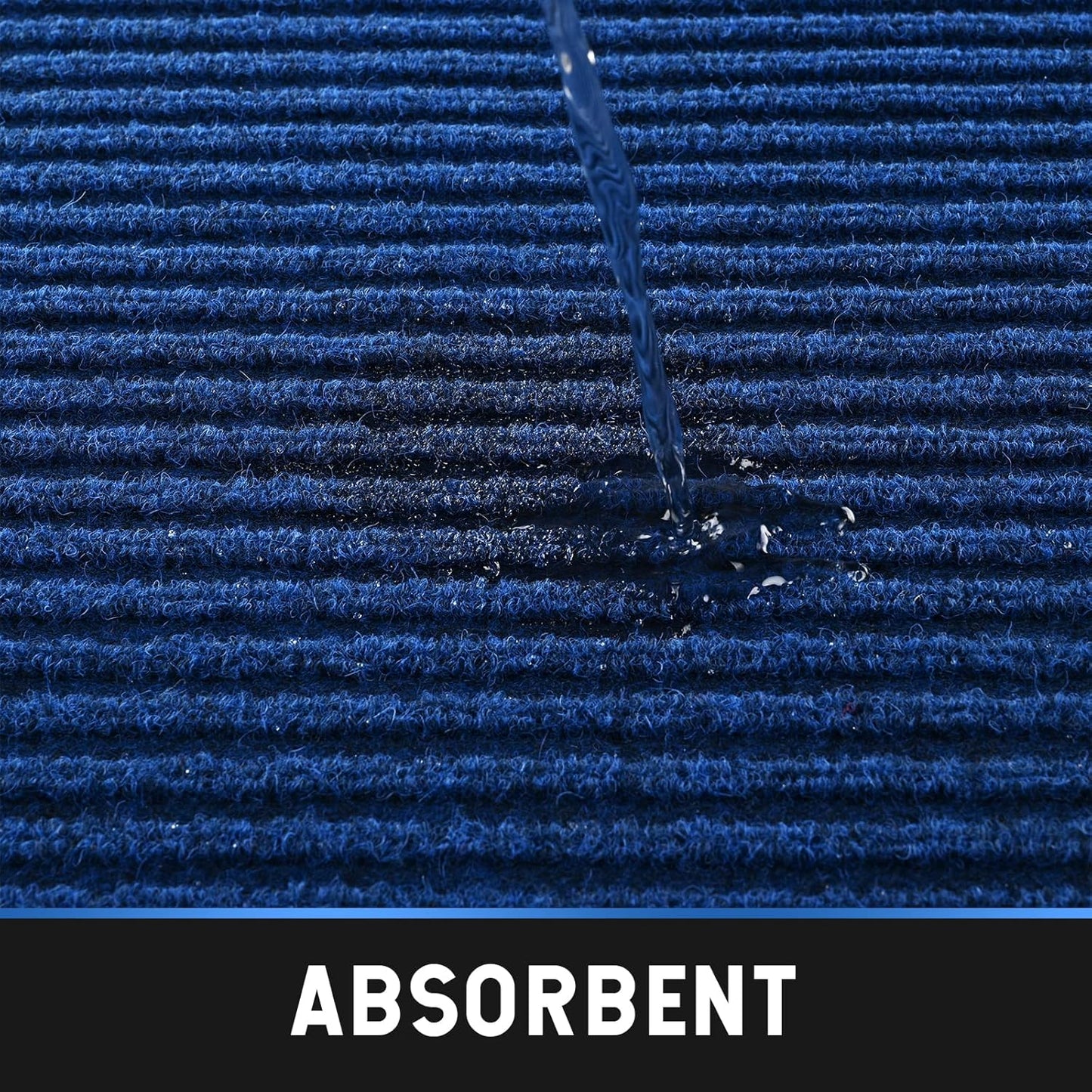 Heavy Duty Entrance Mats, Indoor and Outdoor Rubber Door Mat, Easy Clean Waterproof Anti-Slip Floor Doormat Rug, Low Profile Entrance Shoe Scraper for Entryway, Patio, Garage 47" x 31" Blue