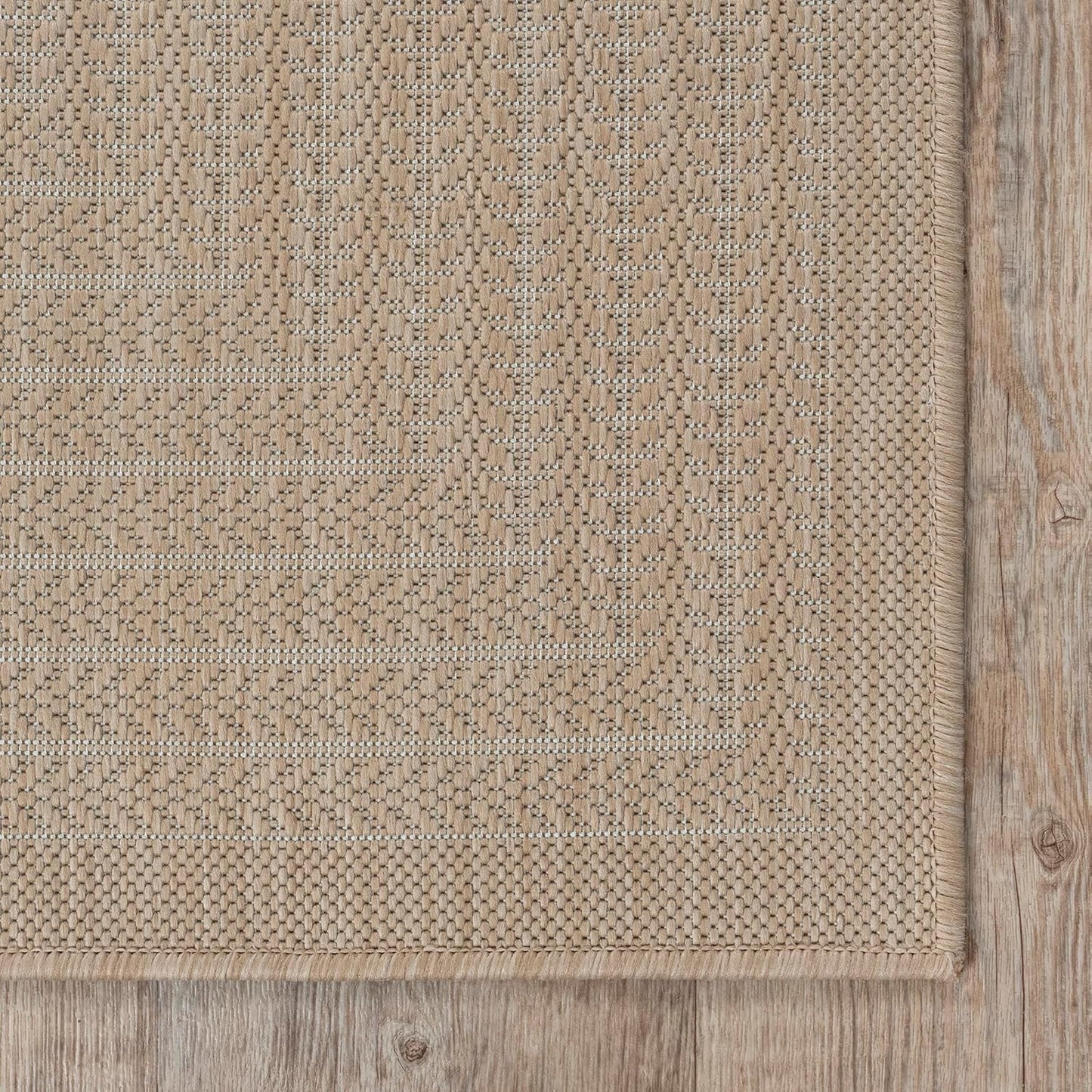 Adiva Rugs Outdoor Indoor Area Rug, Weather Resistant, Easy to Clean, Stain Resistant Floor Mat for Dining Room, Backyard, Deck, Patio (Natural Beige, 2'6" x 7')